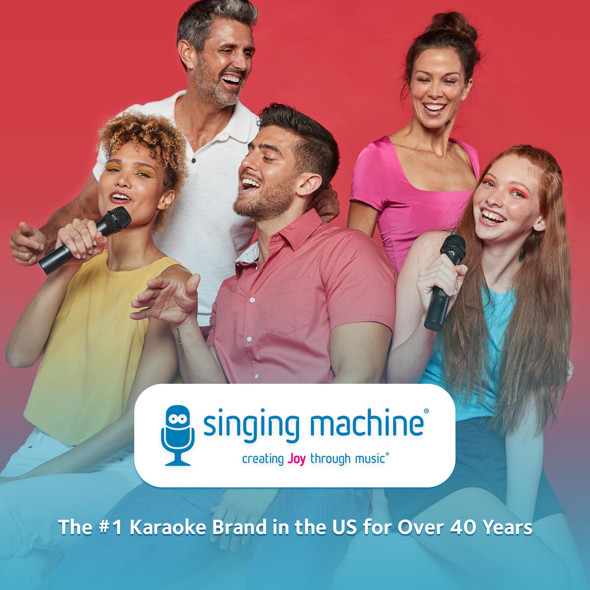 Singing Machine Portable Karaoke System - 150W Bluetooth Speaker with 2 Wireless Microphones, LED Lights, White, Model ISM2040