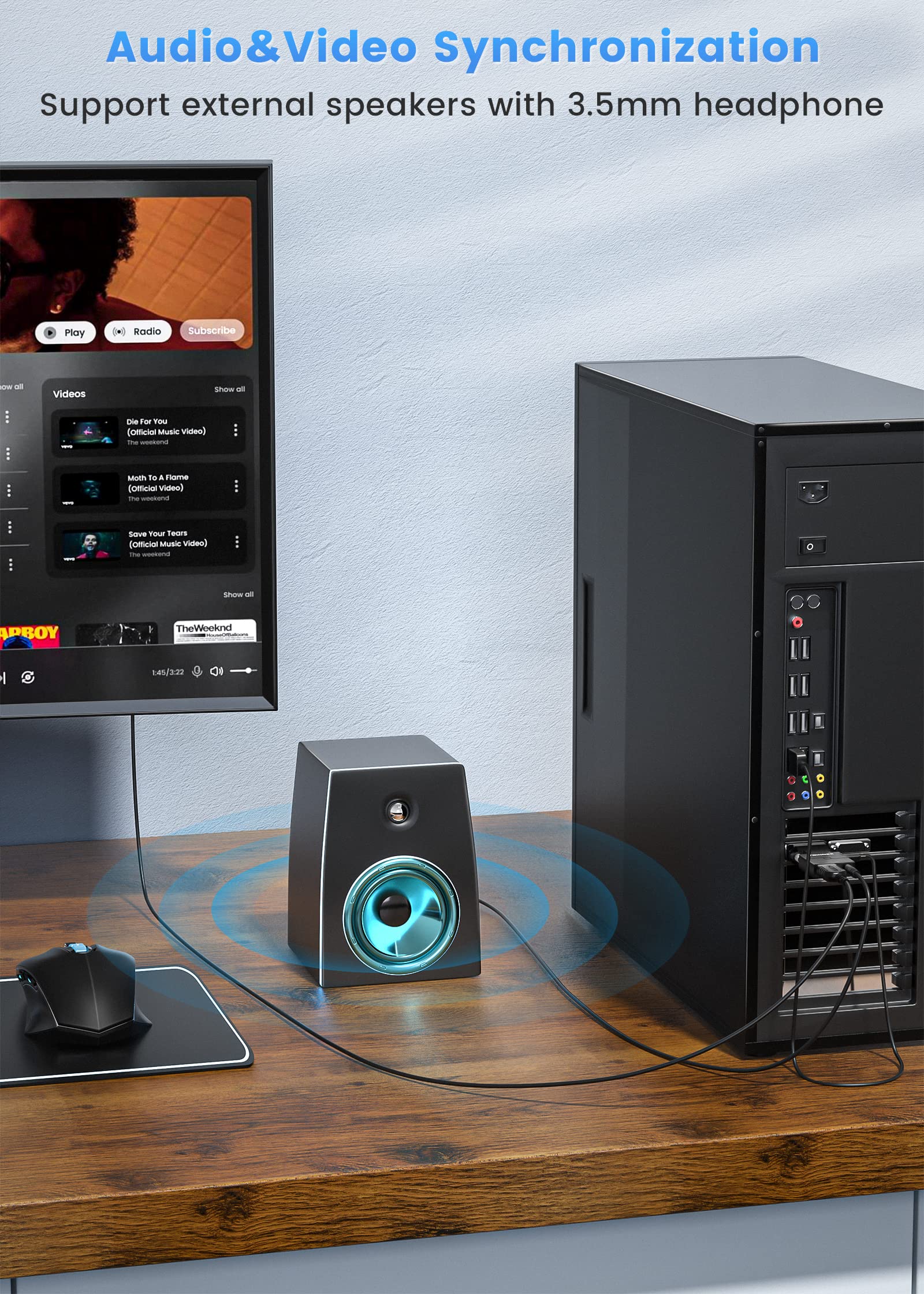 Foinnex Vga To Hdmi Adapter Converter With Audio,(Pc Vga Source Output To Tv/Monitor With Hdmi Connector), Active Male Vga In Female Hdmi 1080P Video Dongle Adaptador For Computer,Laptop,Projector