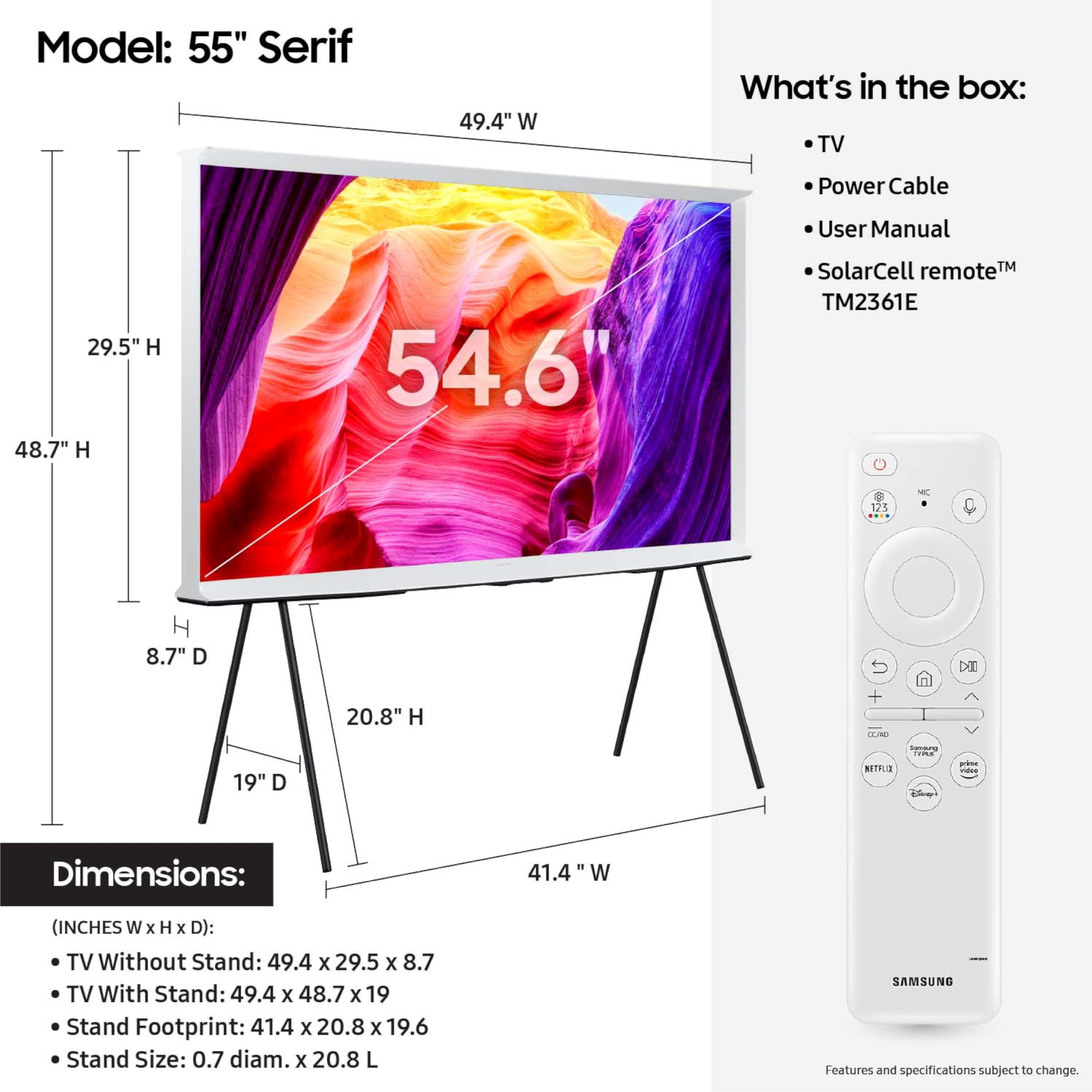 Samsung 55-Inch Class Qled 4K The Serif Ls01D Series Quantum Hdr Smart Tv With 360 L-Shape Design, Anti-Reflection Matte Display