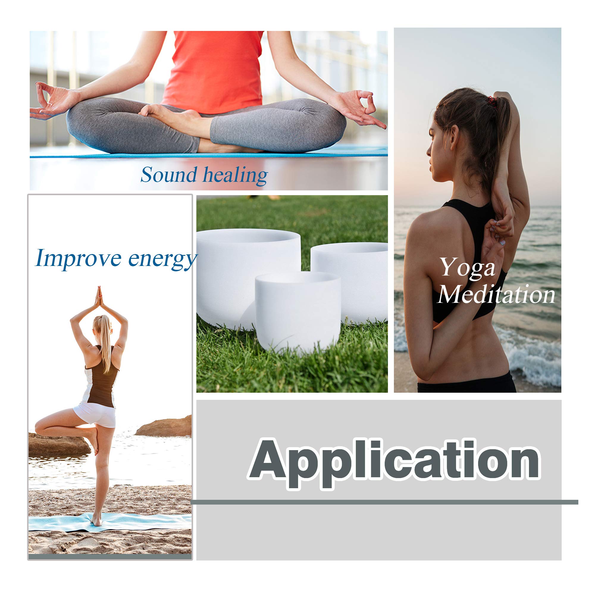 Ryan Dvan 432 Hz 7 12 Inch Set Of 7 Chakra Symbol Design Frosted Quartz Crystal Singing Bowl Set With Free 2 Pcs Carrying Case