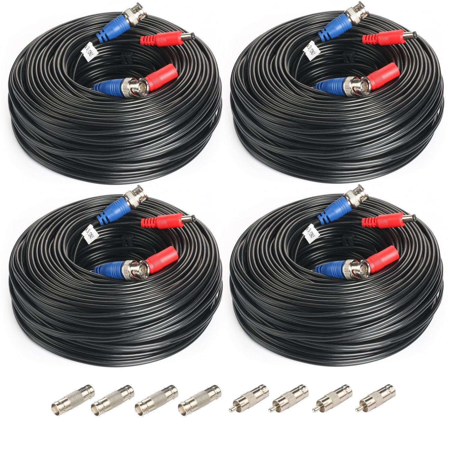 Shd 4Pack 100Feet Bnc Vedio Power Cable Camera Video Bnc Cable Wire Cord For Surveillance Cctv Security System With Connectors(B