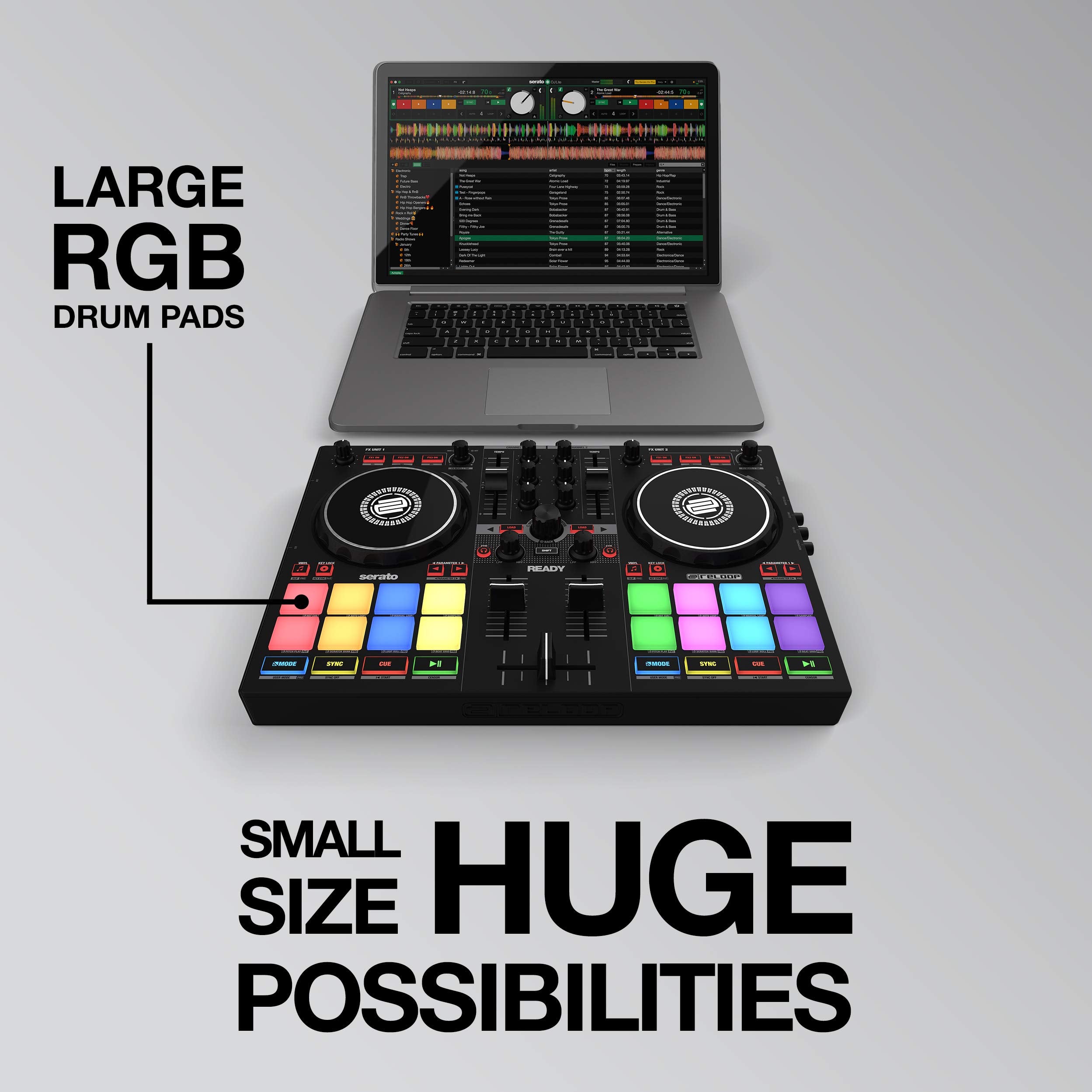 Reloop Compact Prep 2-Deck Dj Controller Designed For Serato Dj Lite (Included) & Dj Pro, Built-In Usb Audio Interface