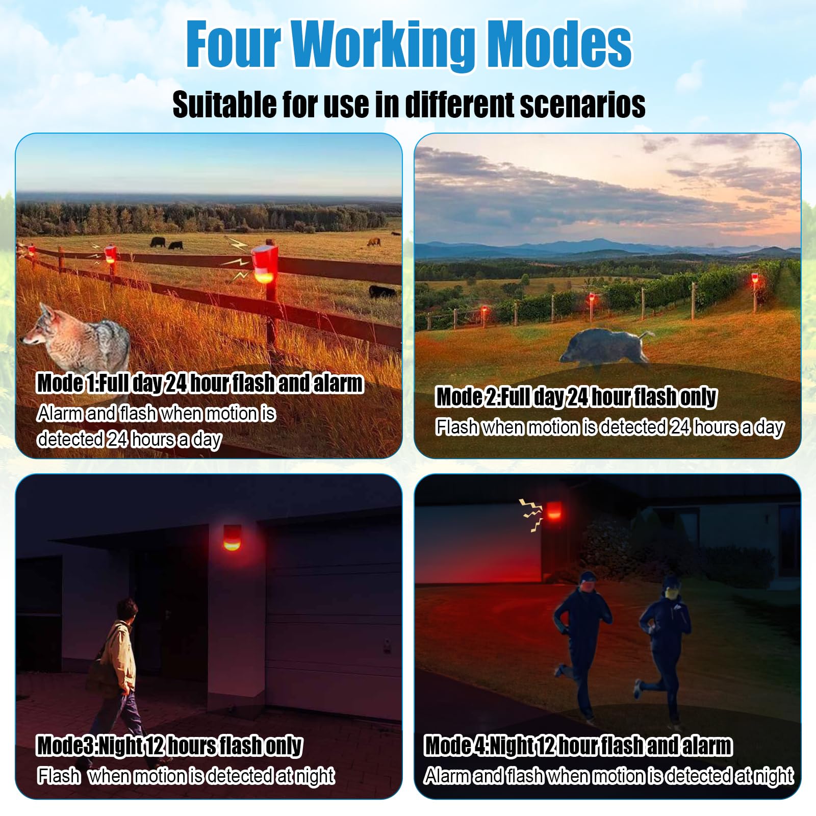 Qualirey 16 Pack Solar Sound And Light Alarm Motion Sensor 129Db Outdoor Dog Baking Security Siren Waterproof Motion Activated D