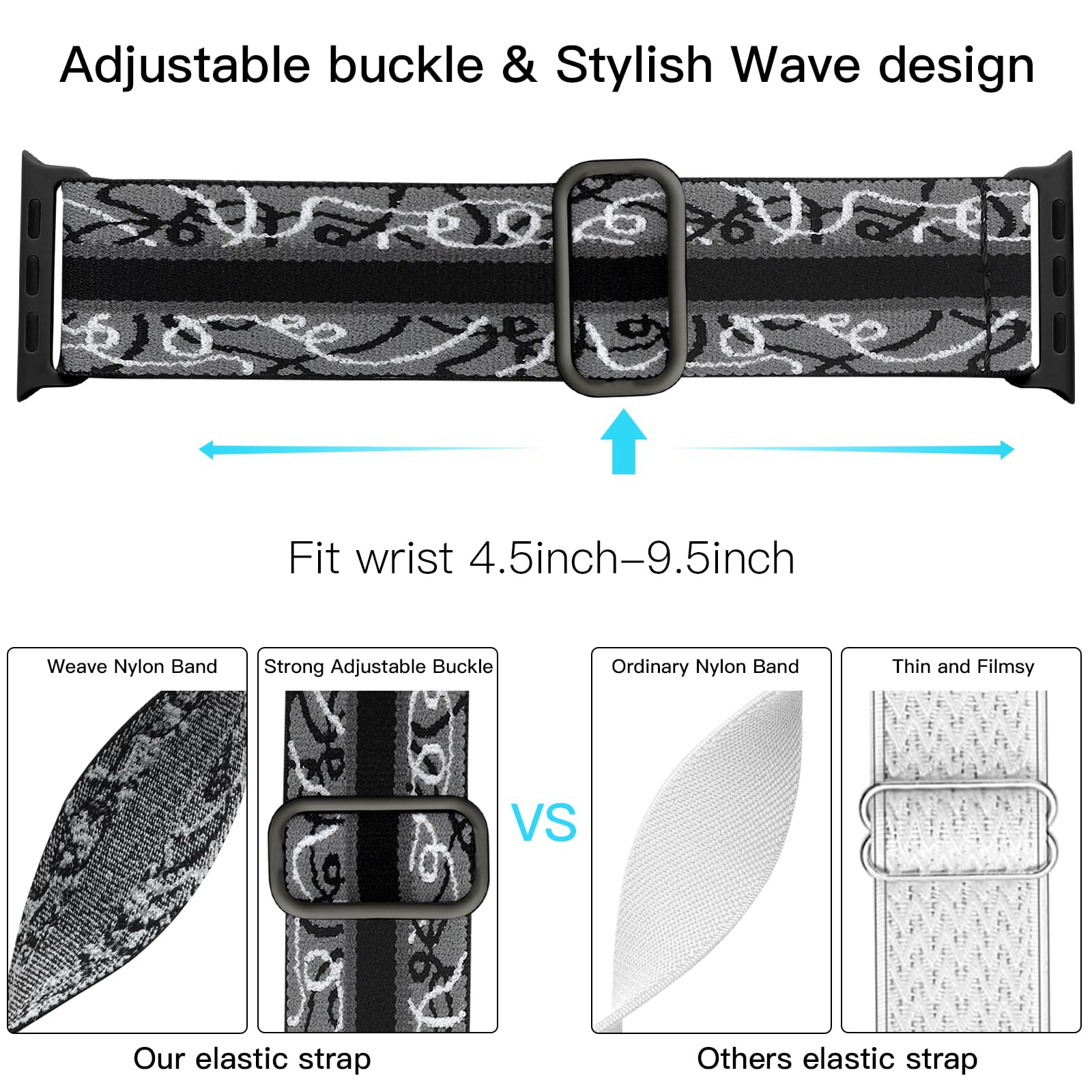 Lerobo Compatible With Apple Watch Band Series 9 10 45Mm 46Mm Se 44Mm Ultra 2 49Mm Sport Band 42Mm Men Women Stretchy Nylon Solo