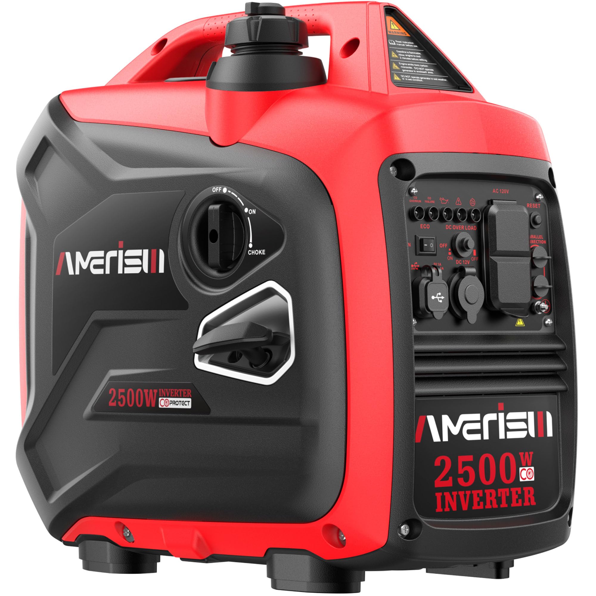 AMERISUN 2500W Portable Inverter Generator, CO Sensor, Ultra Quiet for Camping, Home Backup, Emergency, EPA Compliant