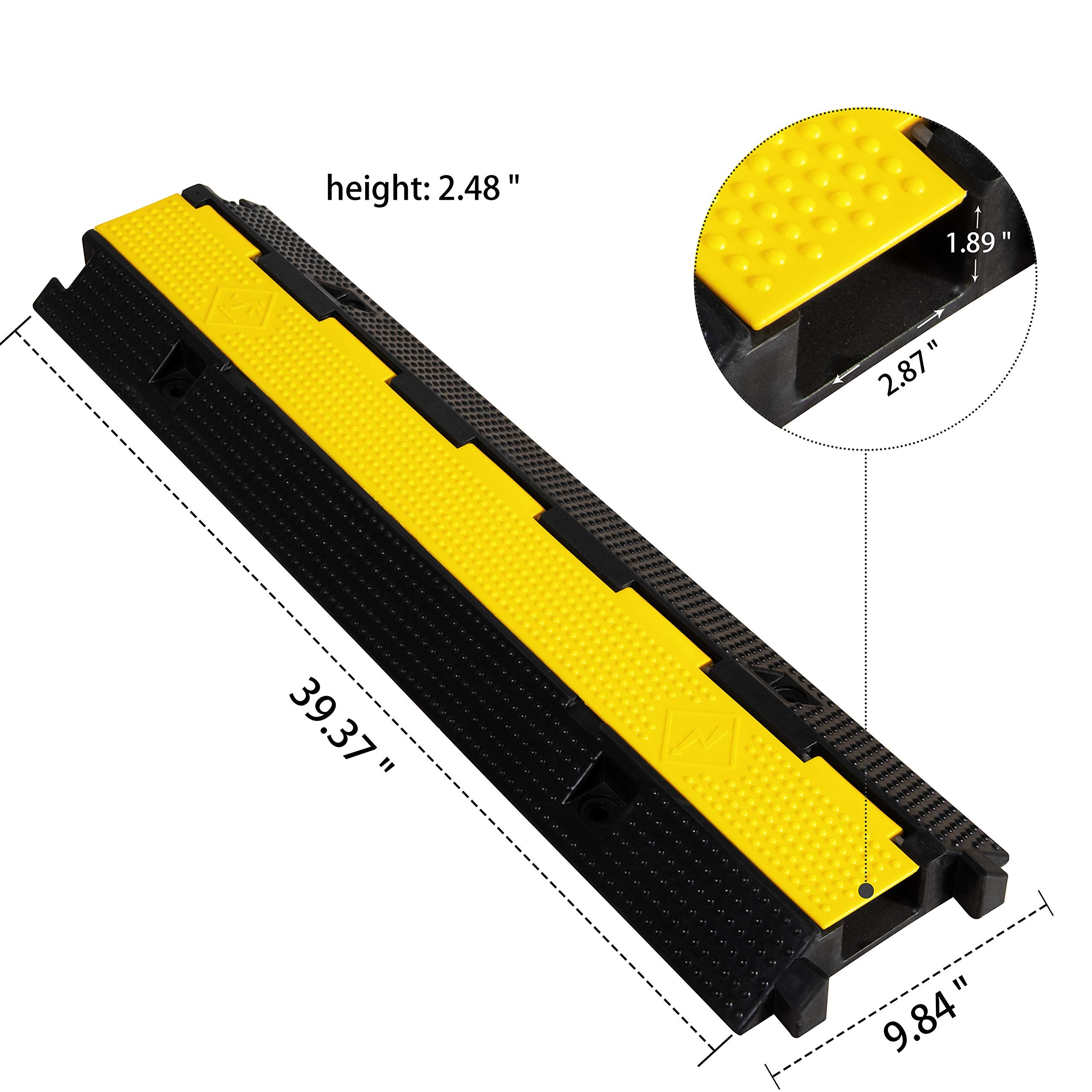 F Come 1 Pack Rubber Cable Ramp Hose Cable Protector Ramp 1 Channel 22000Lbs Load Capacity Traffic Speed Bump Wires Power Lines