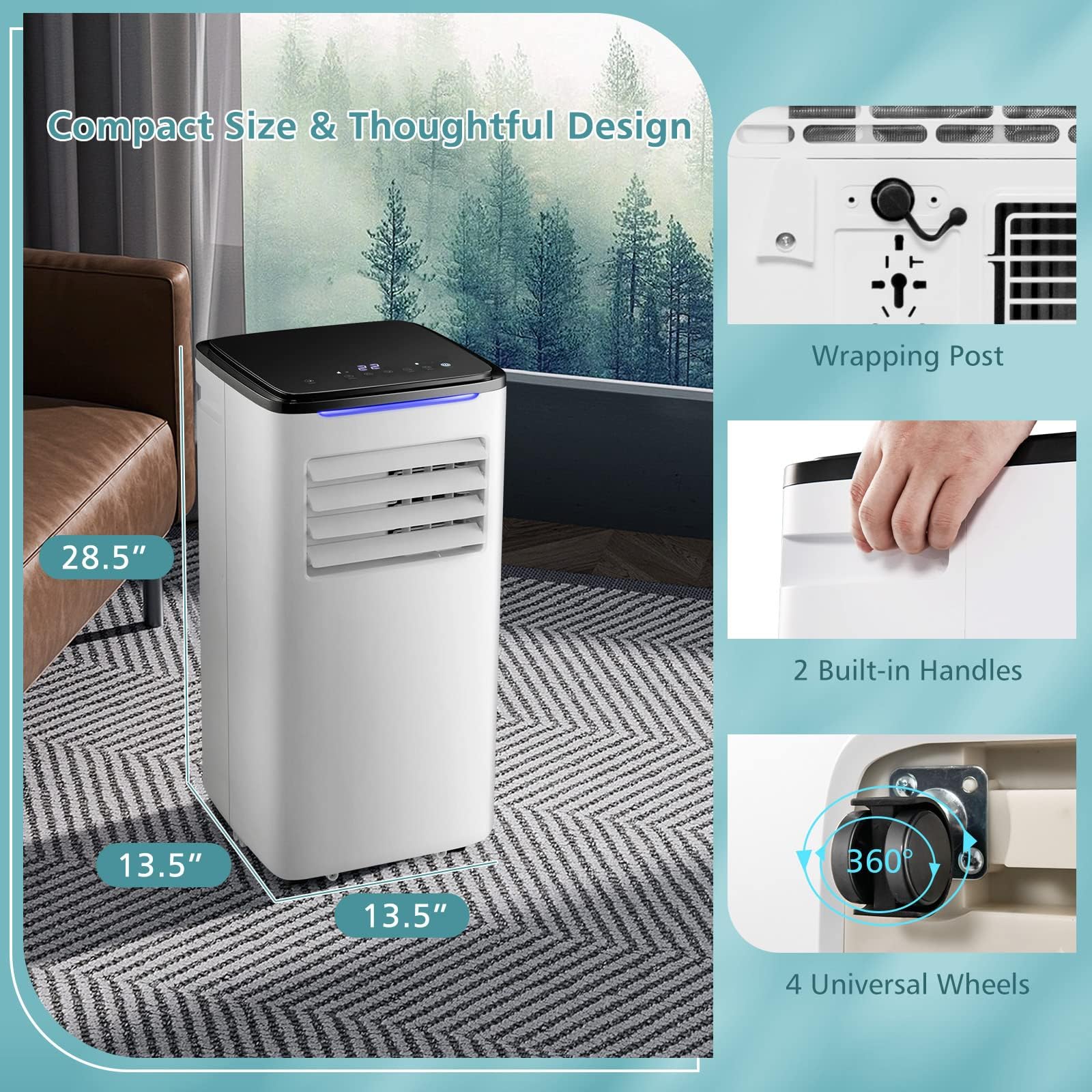 Dortala Portable Air Conditioner 10000 Btu, 3 In 1 Ac Cooling Unit With Cool, Fan, Dry & Sleep Mode, Window Kit Included, Standi