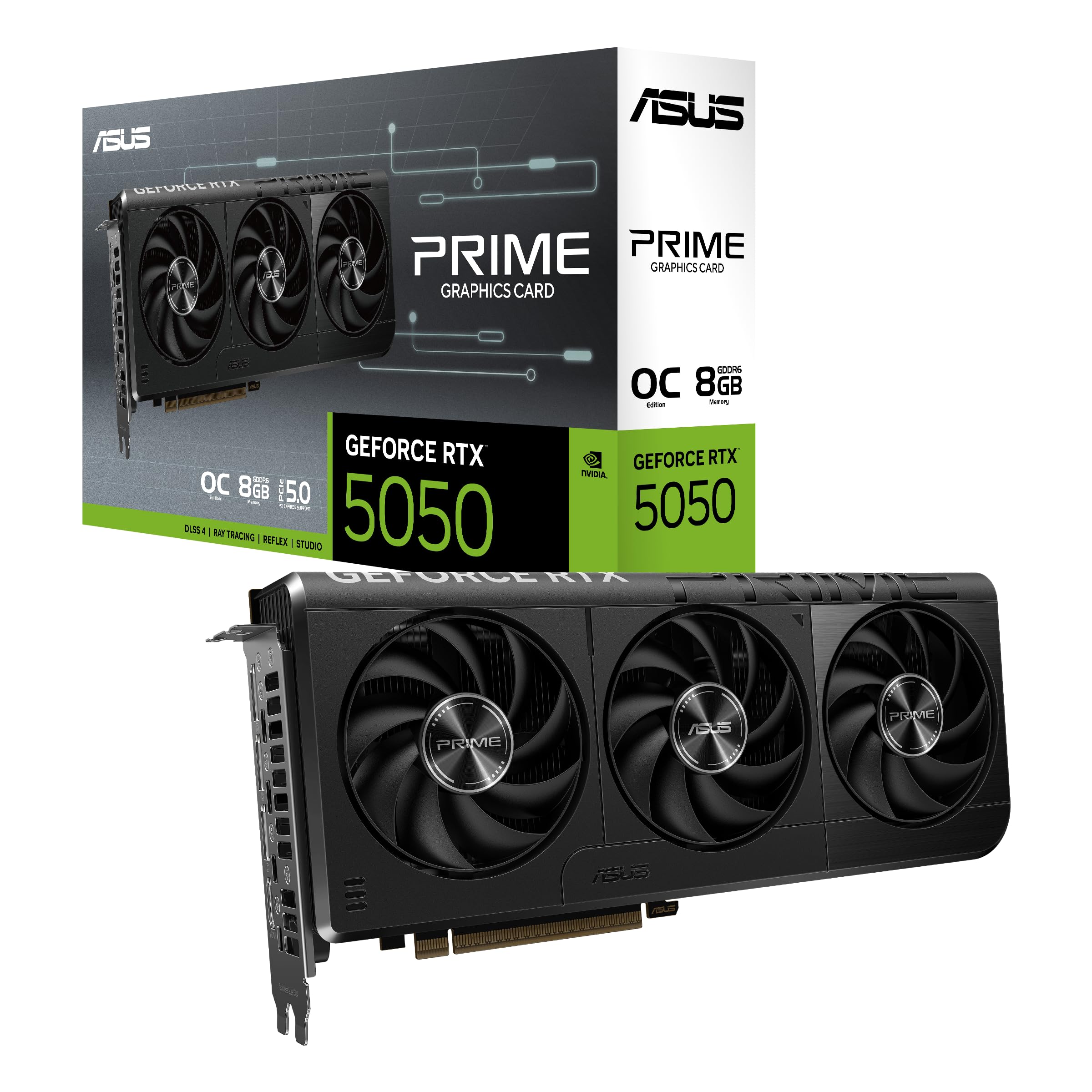 ASUS The SFFReady Prime GeForce RTX 5050 8GB GDDR6 OC Edition Graphics Card (PCIe 5.0, 8GB GDDR6, HDMI/DP 2.1, 2.5Slot, Axial