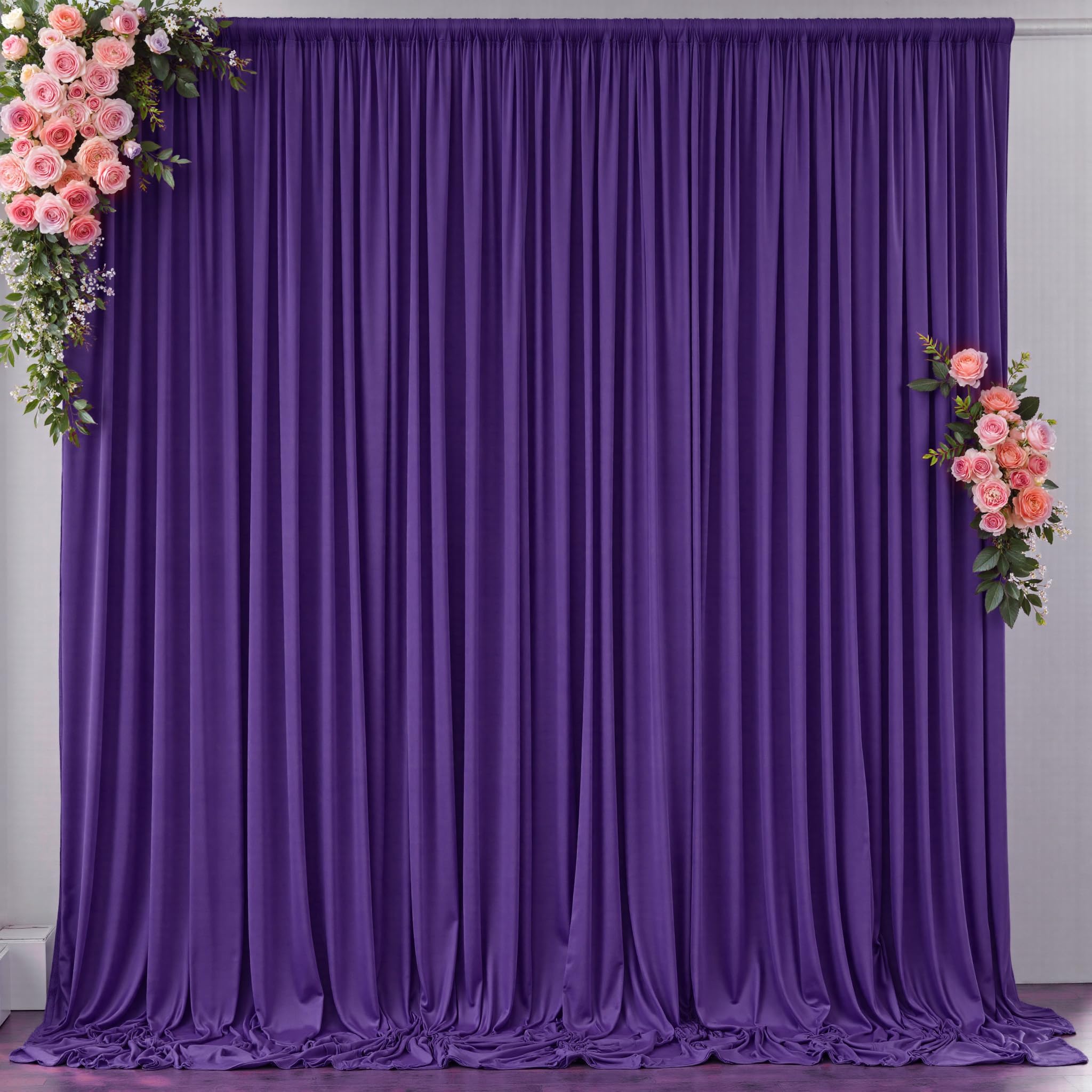10 ft x 8 ft Wrinkle Free Purple Backdrop Curtain for Parties, Polyester Purple Photo Backdrop Drapes for Wedding Birthday Party