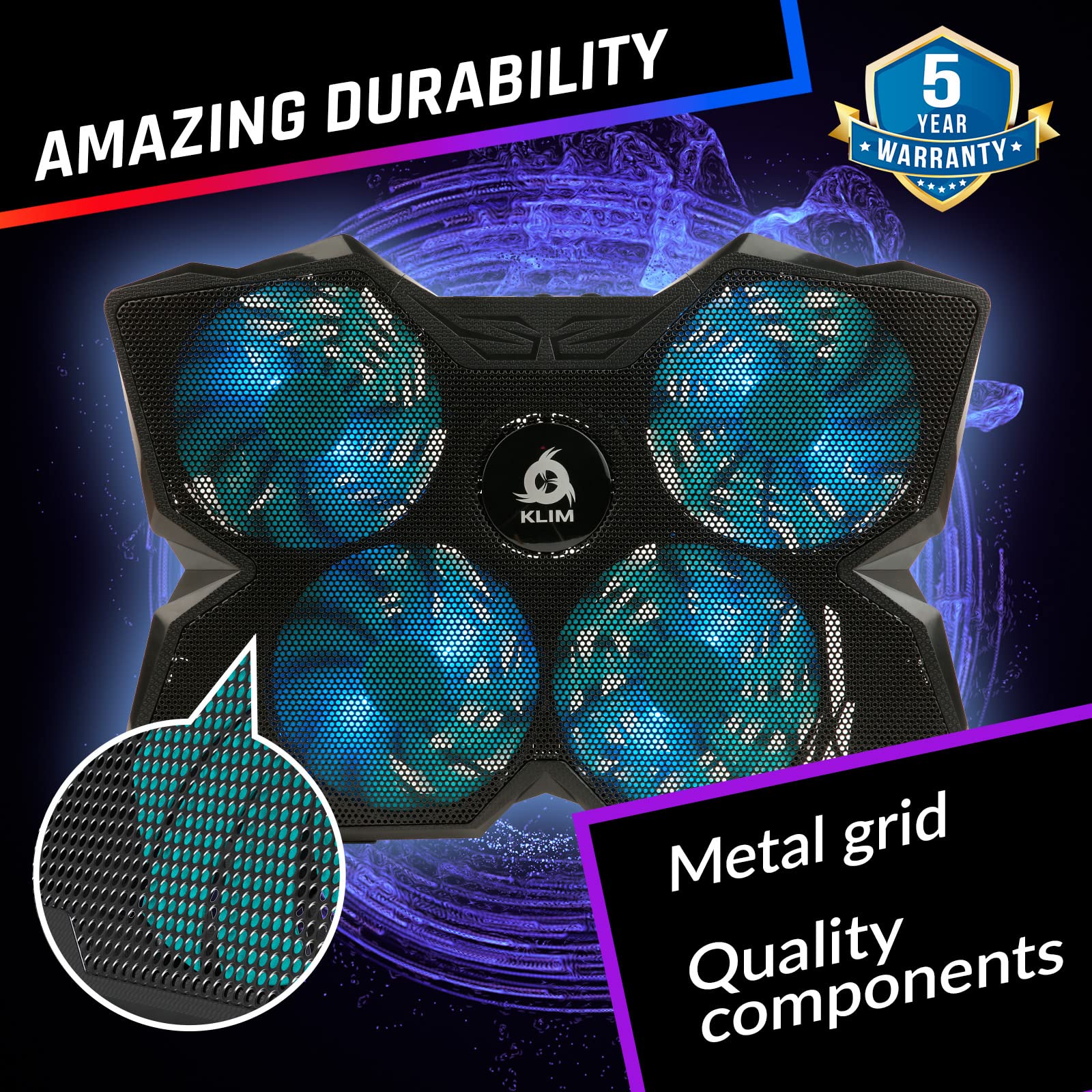 Klim Wind Laptop Cooling Pad   More Than 500 000 Units Sold   New Version 2024   The Most Powerful Rapid Action Cooling Fan   La