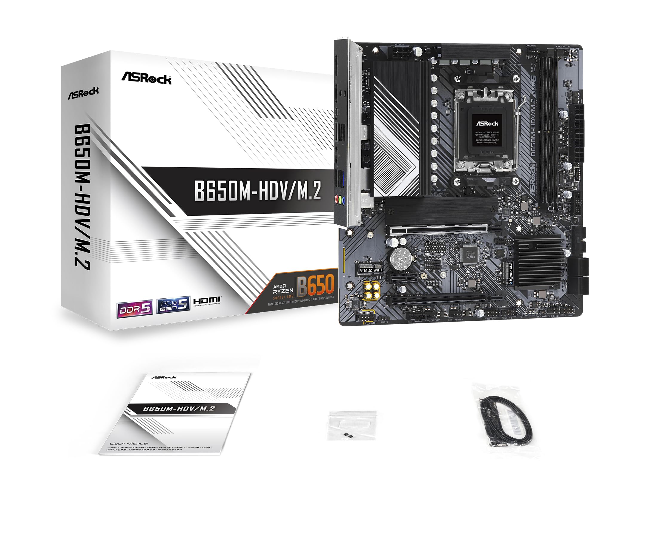 Asrock B650M Hdv/M.2 Supports Amd Socket Am5 Ryzen 7000 Series Processors