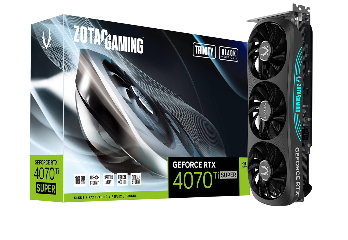 Zotac Gaming Geforce Rtx 4070 Ti Super Trinity Black Edition Dlss 3 16Gb Gddr6X 256-Bit 21 Gbps Pcie 4.0 Gaming Graphics Card, Icestorm 2.0 Advanced Cooling, Spectra Rgb Lighting, Zt-D40730D-10P