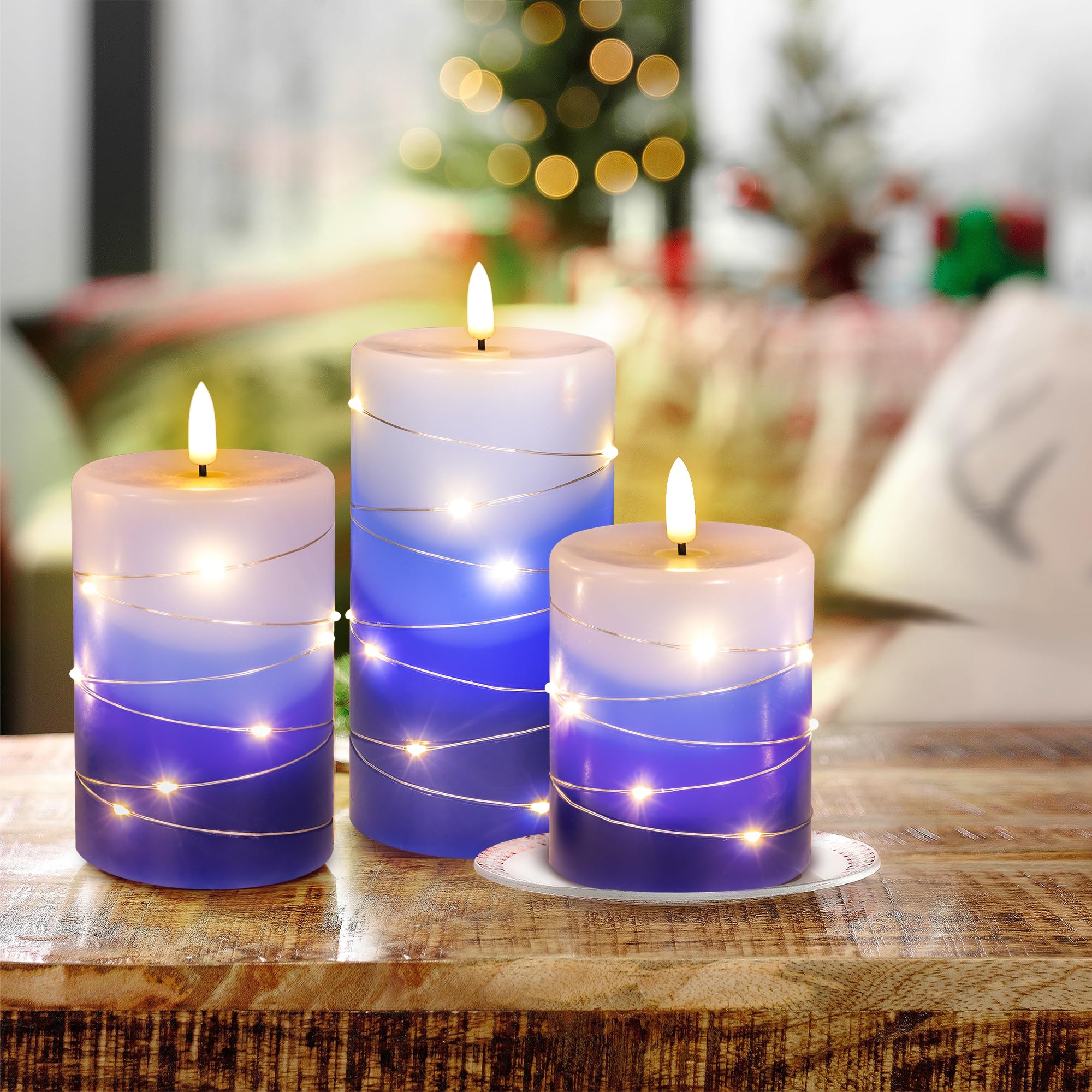 Haitanghua Flameless Candle, Led Candle, Battery Powered Candle, Recessed String Lights, Remote Timed Candle Candle, Real Flame