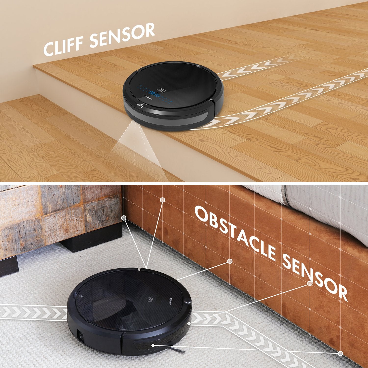 Tenergy Otis Robot Vacuum Cleaner, Max Power Suction Robotic Vacuum, Self Charging, Smart Sensor, Pet Hair Filter Friendly, Remo