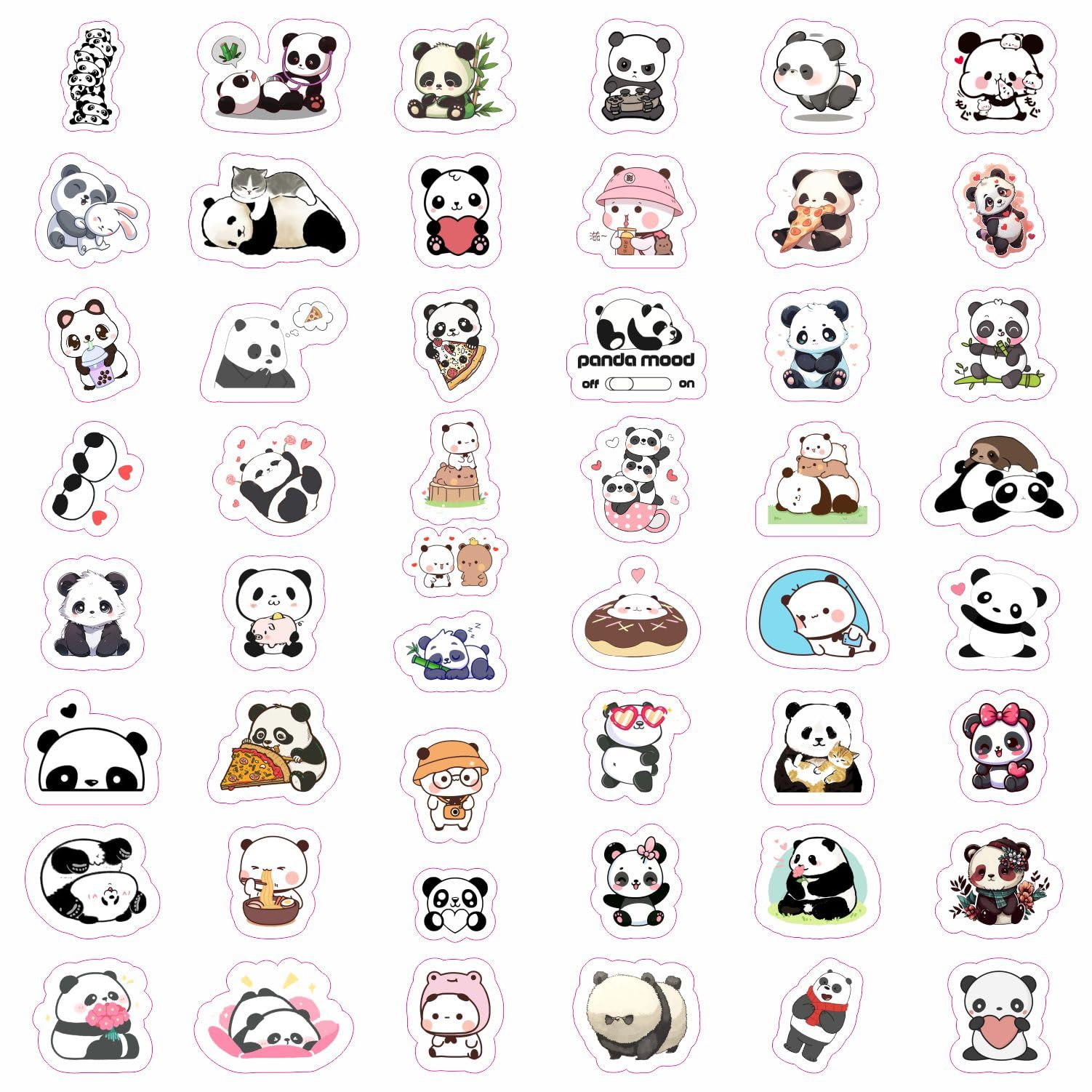 100Pcs Panda Stickers For Water Bottle And Laptop   Panda Party Favors & Decorations, Waterproof Vinyl Decals, Cute Animal And B