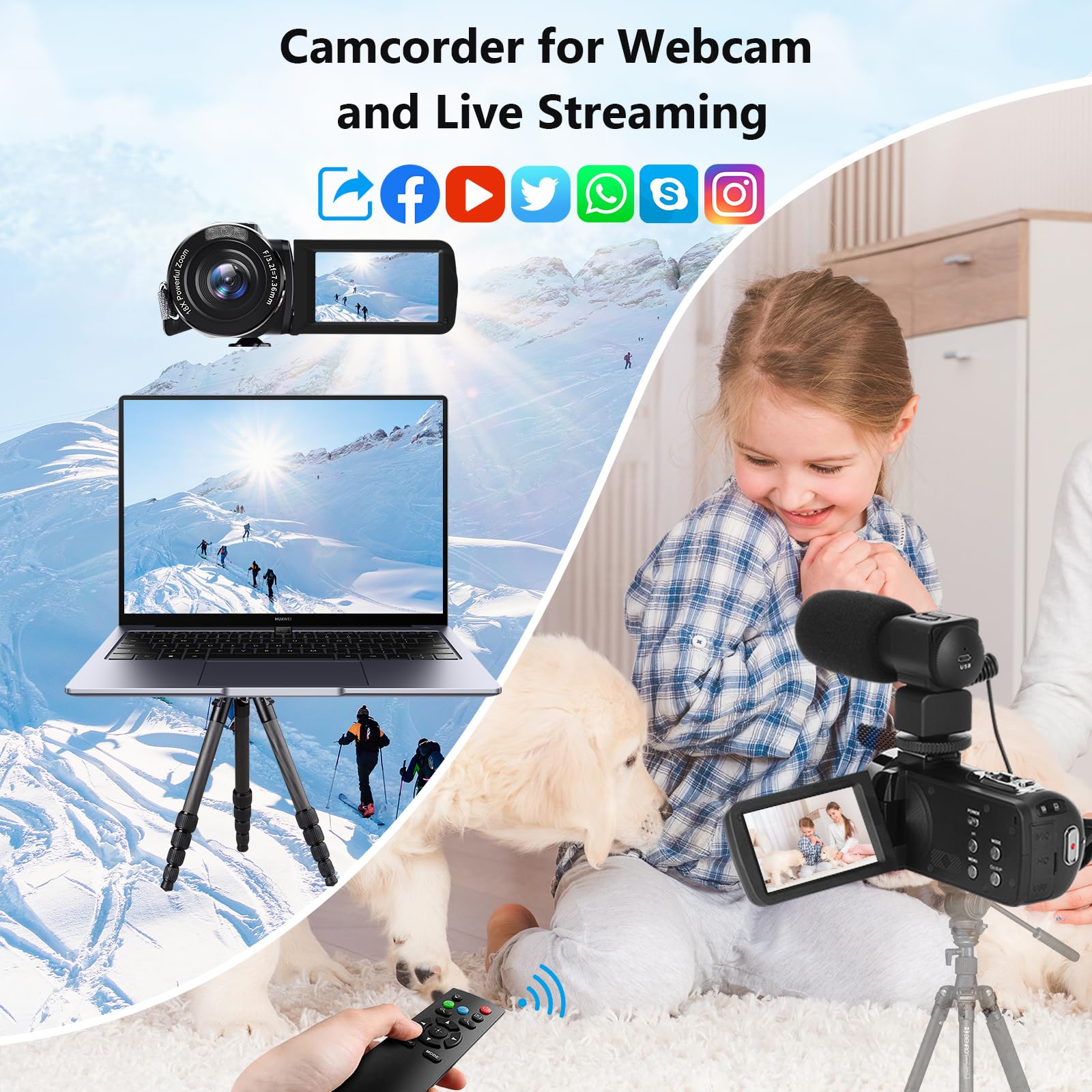 Video Camera, 8K 48Mp Camcorder With Ir Night Vision, Wifi Vlogging Camera Recorder For Youtube 3'' Touch Screen, 18X Digital Zo