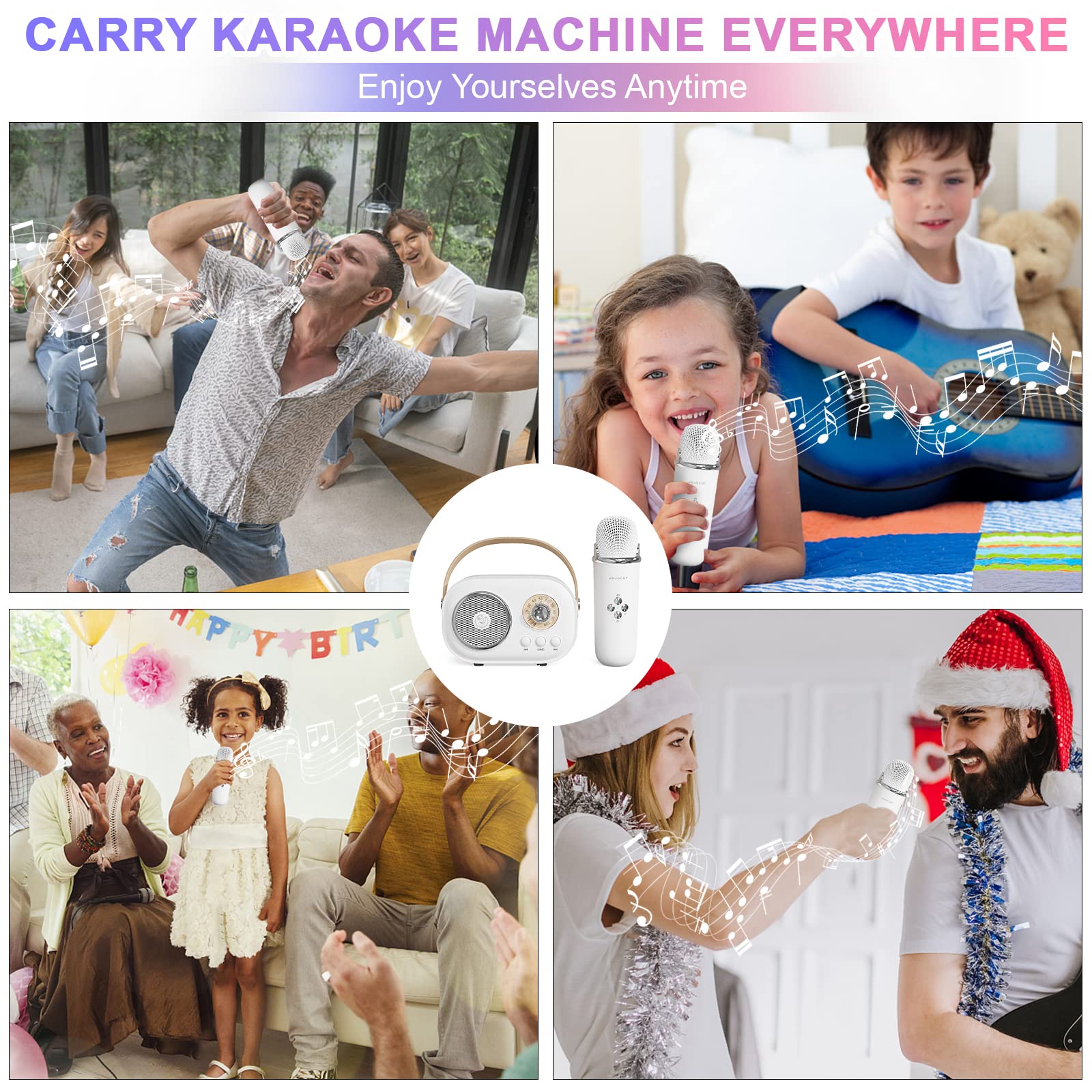 Mini Karaoke Machine,Karaoke Machine For Kids And Adults,Cute Karaoke With Microphone Set,Portable Bluetooth Speaker With Microp
