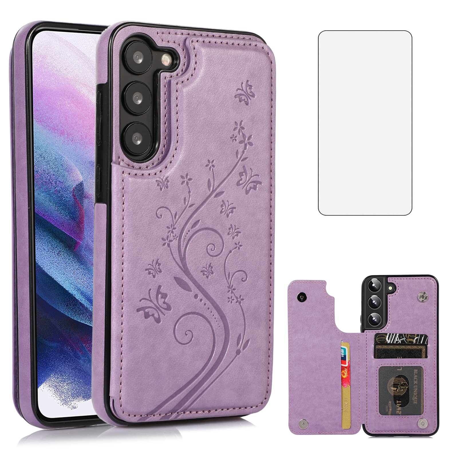 Asuwish Case For Samsung Galaxy S23 5G With Tempered Glass Screen Protector