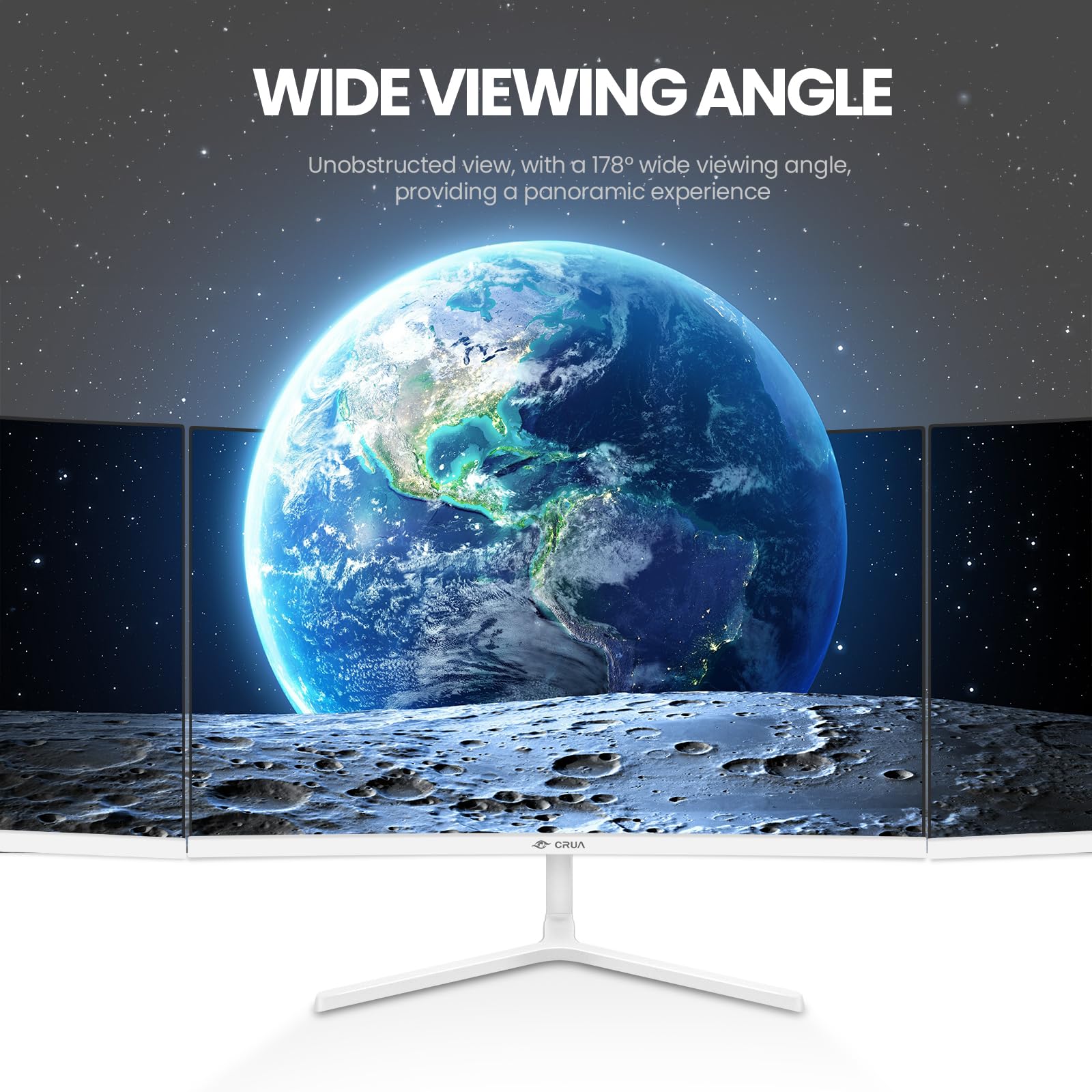 Crua 24 Inch Curved Monitor, Fhd(1920  1080P) 100Hz 99% Srgb Computer Monitors, Led Filter Blue Light 178 Wide Viewing Angle Pc