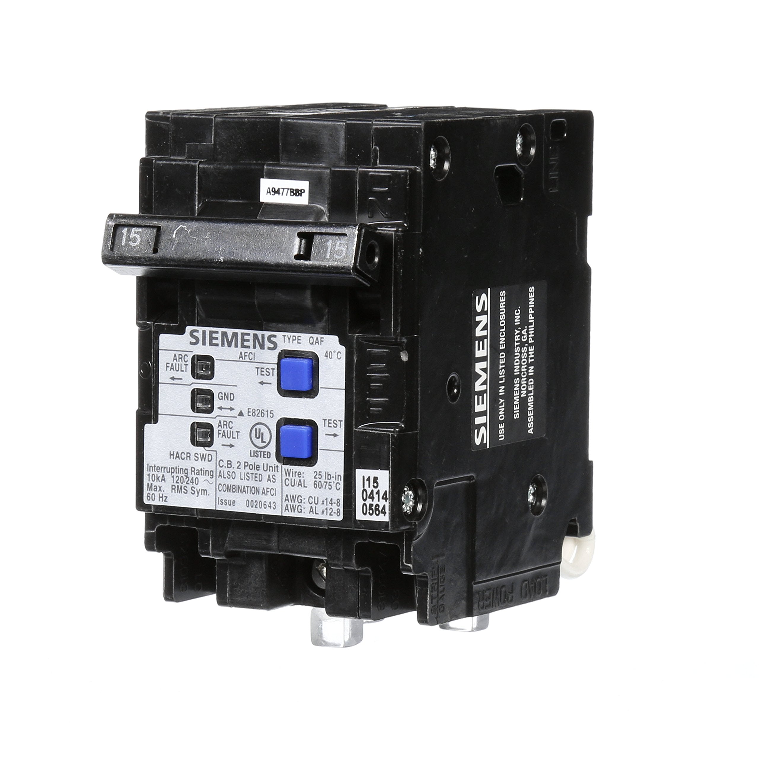 Siemens Q215Afcp 2 Pole 120 Volt Combination Type Arc Fault Circuit Interrupter