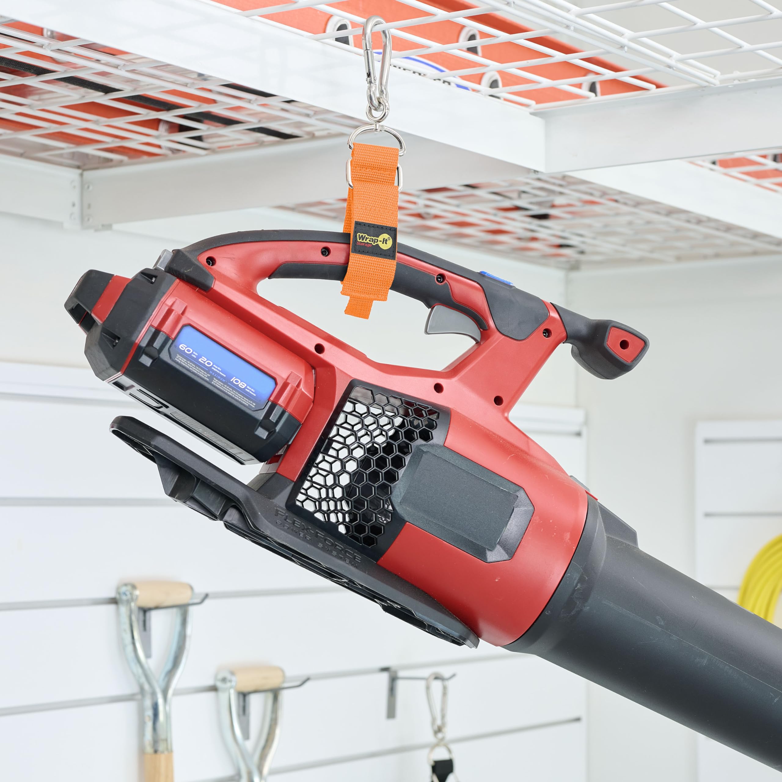 Hook 'N Hang Wrap It Storage Straps   Assorted 3 Pack Blaze Orange   Carabiner Straps To Use As Extension Cord Holder Heavy Duty