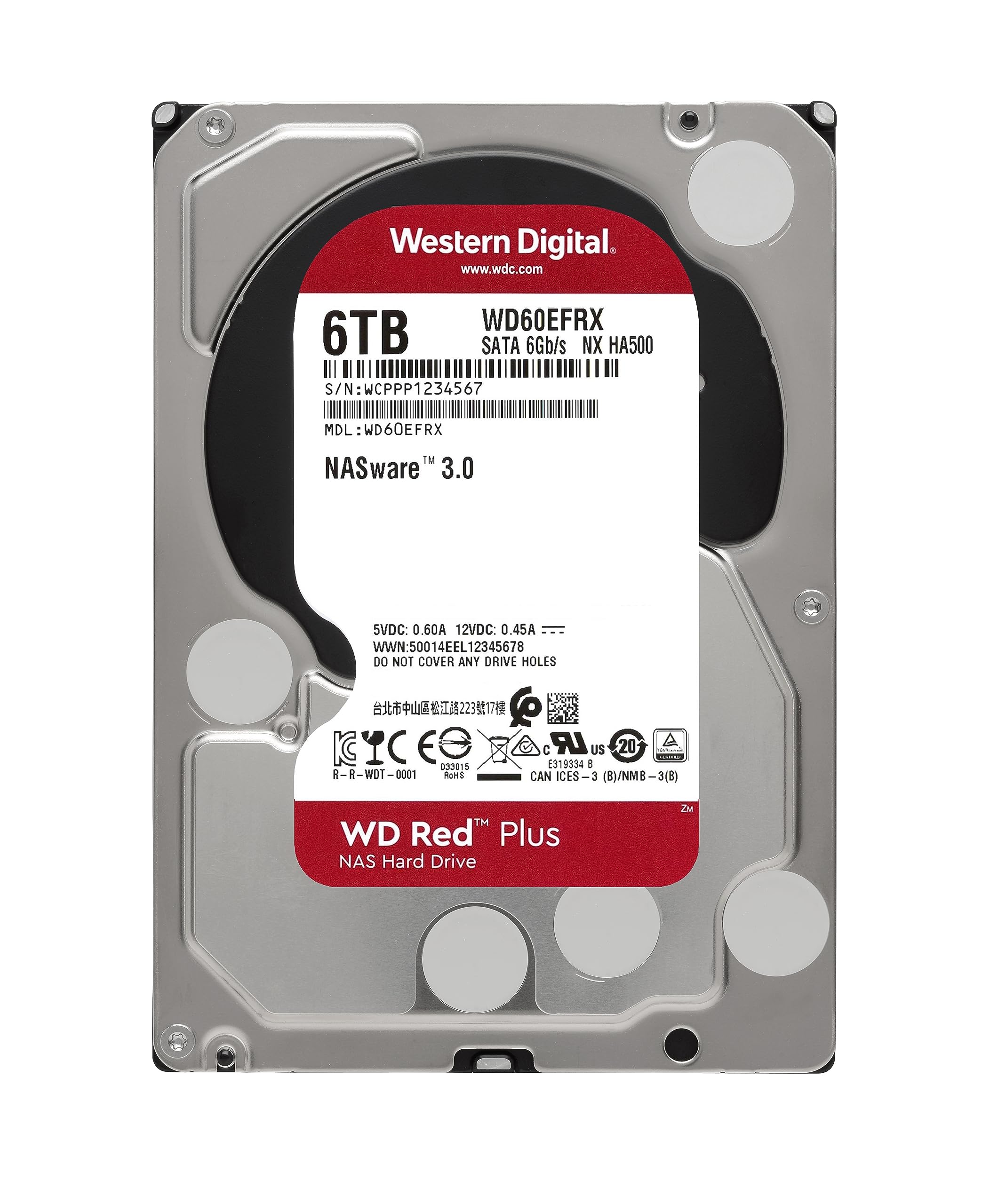 Western Digital 6Tb Wd Red Plus Nas Internal Hard Drive Hdd   5400 Rpm, Sata 6 Gb/S, Cmr, 64 Mb Cache, 3.5''   Wd60Efrx