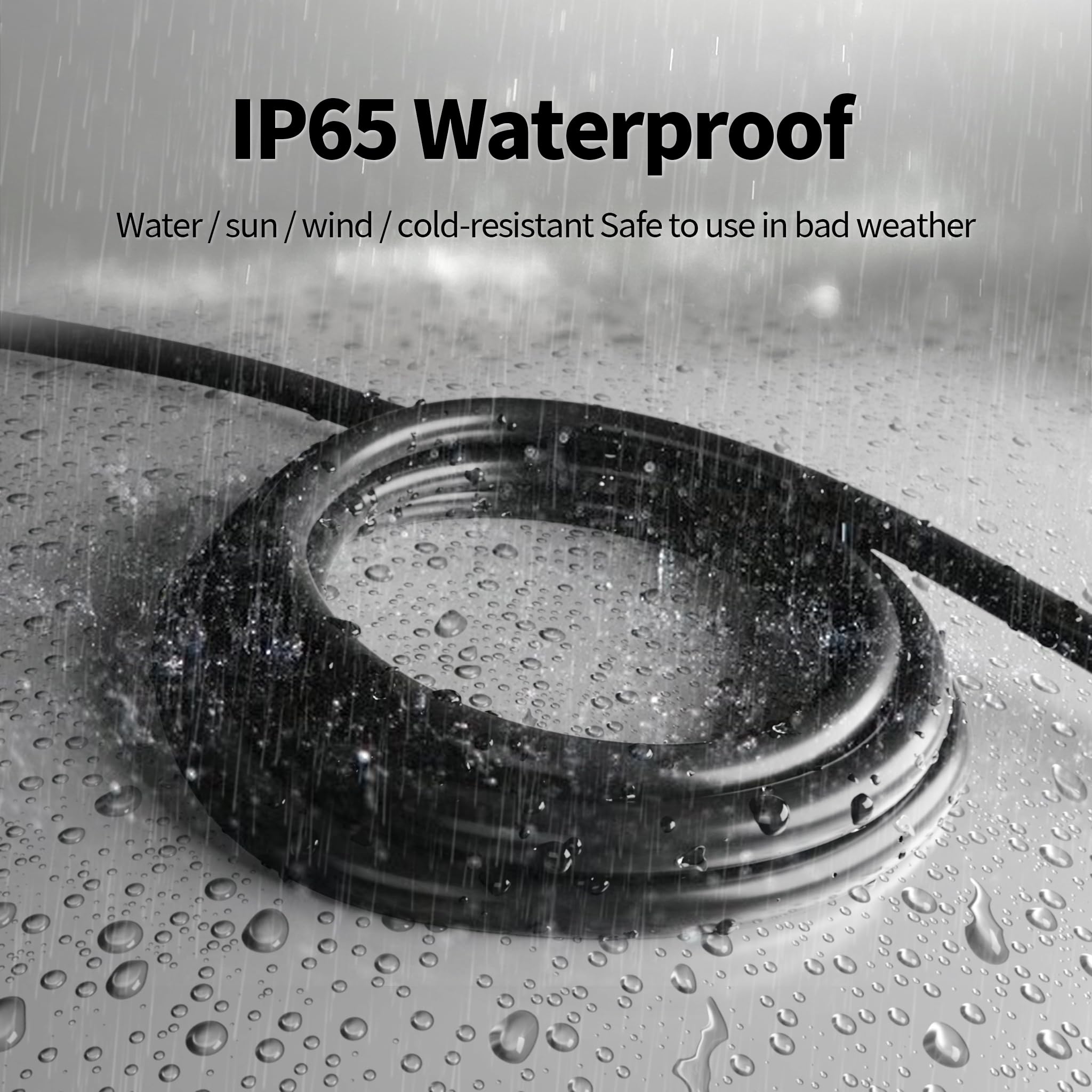 Powgrn 50Ft 16 Gauge Black Outdoor Extension Cord Waterproof, 3 Prong Flexible Cold Weatherproof  58? Heavy Duty Extension Cord,