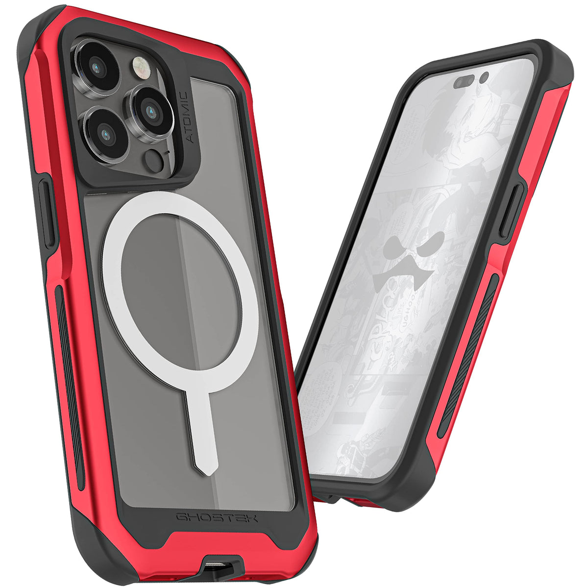 Ghostek Atomic Slim Clear Case For Iphone 14 Pro With Magsafe Magnetic Ring Built In Lightweight Aluminum Alloy Metal Protective