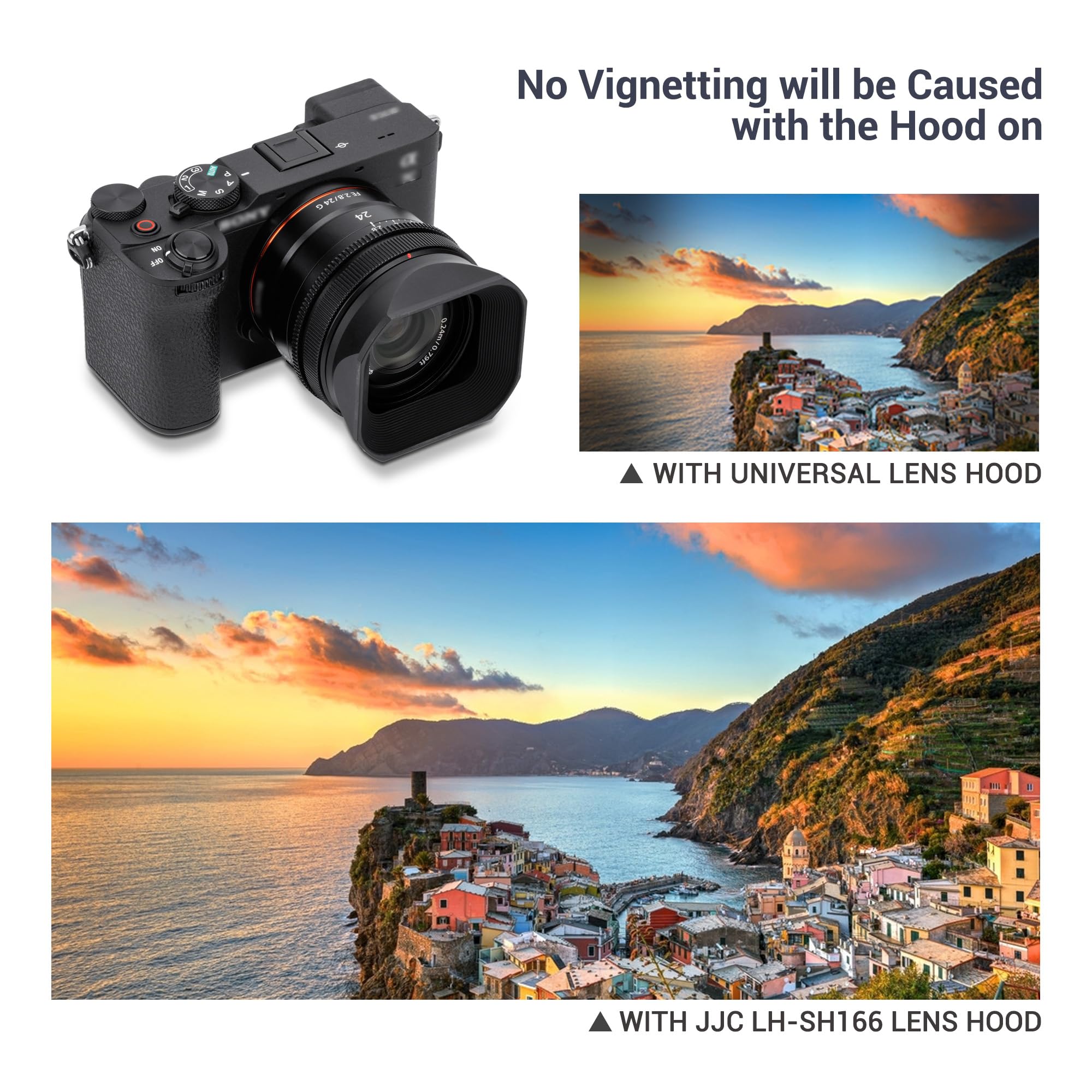 Jjc Metal Square Lens Hood Shade For Sony Fe 50Mm F/2.5 G Sel50F25G, Fe 40Mm F/2.5 G Sel40F25G, Fe 24Mm F/2.8 G Sel24F28G Lenses