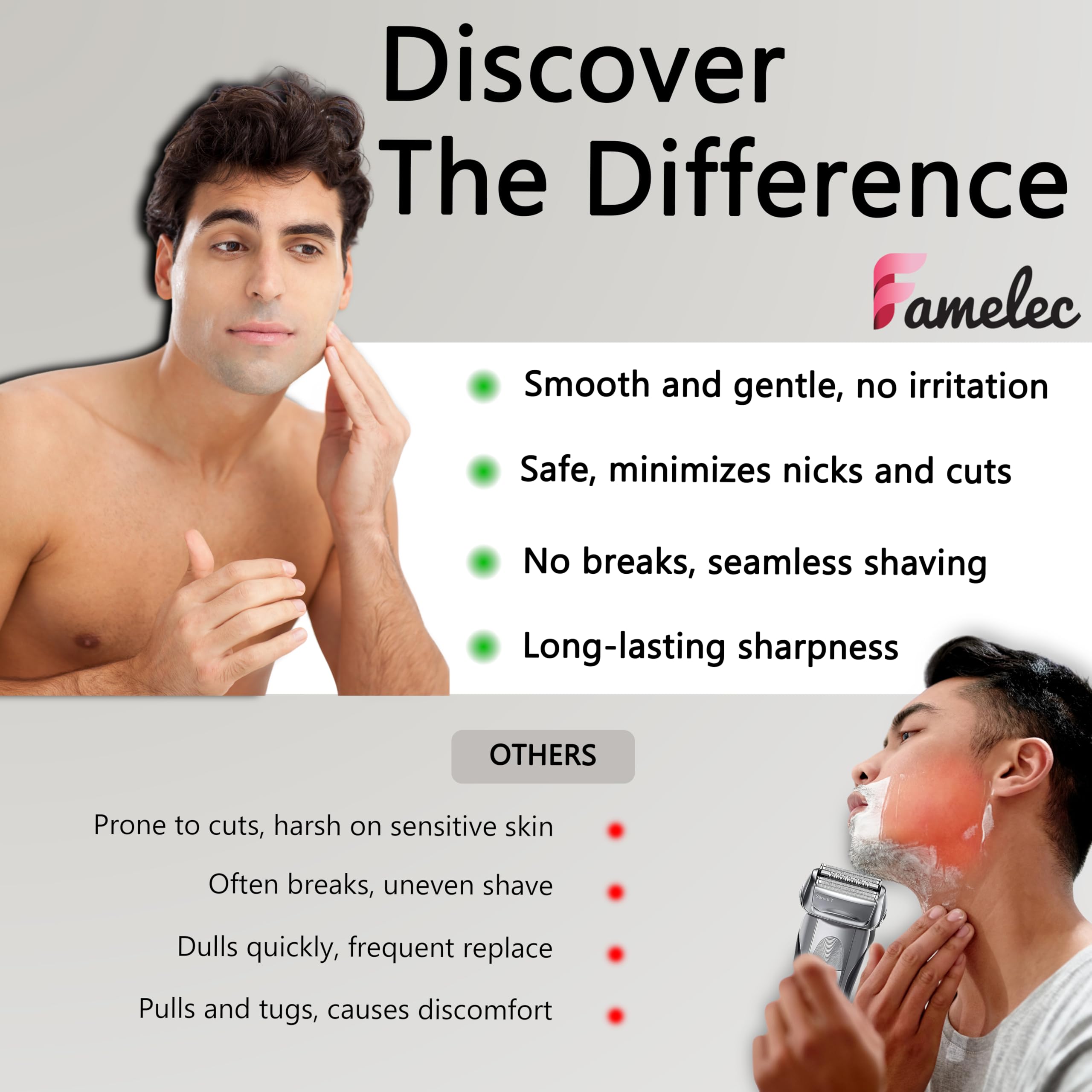 Famelec Upgrade 70S Series 7 For Braun Razor Replacement Head, Replacement Cassette Foil And Cutter For Braun Pulsonic & Series