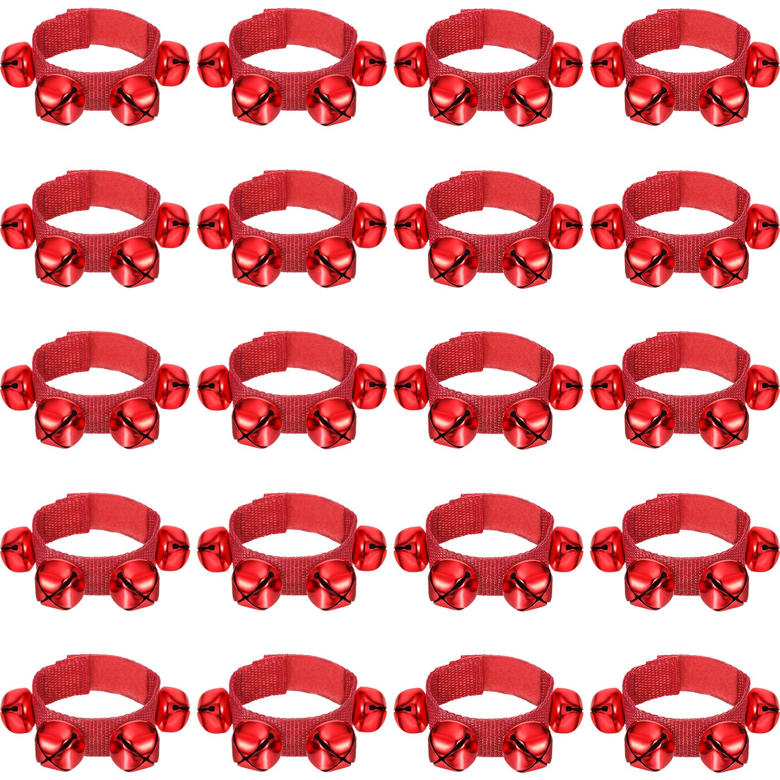LEIFIDE 20 Pcs Christmas Wrist Band Bracelet Wrist Band Shaking Bell Musical Instruments Adjustable Bell Rhythm Wristband for Sc