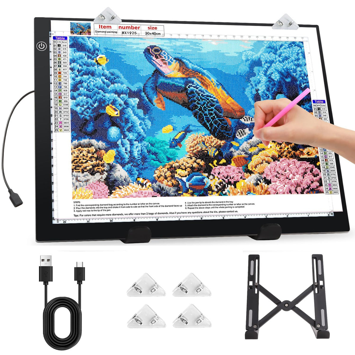 Zocelight A2 Light Pad,7Mm Ultra Thin Led Light Box,3 Levels Dimming/Stepless Dimming Light Table With 2 Clips And 12V 2A Adapte