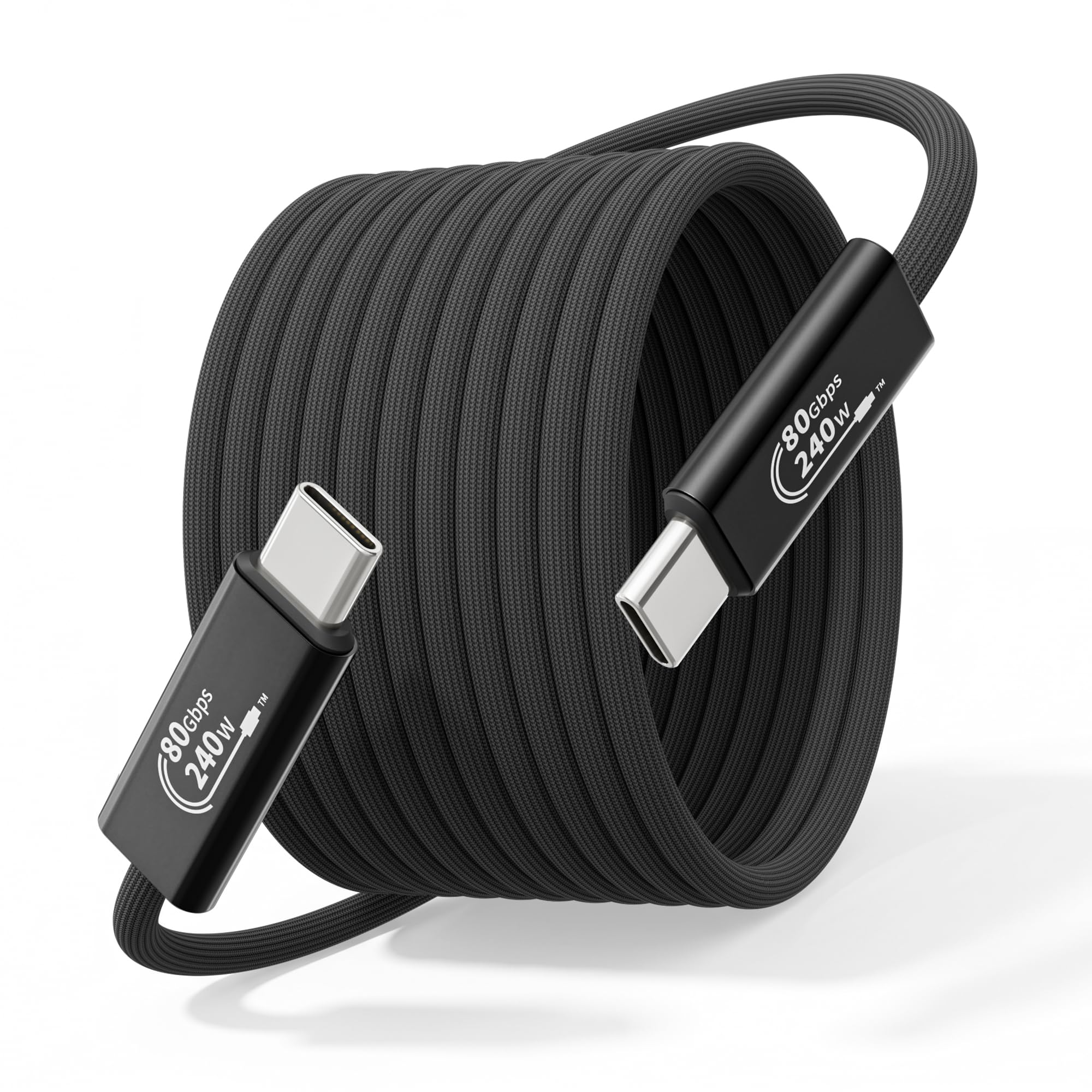 Thunderbolt 5 Cable 6FT/2M, 240W Long USBC to USBC Cable Charging,80Gbps Data Transfer,Up to 120Gbps Bandwidth, 8K/4K Displays C
