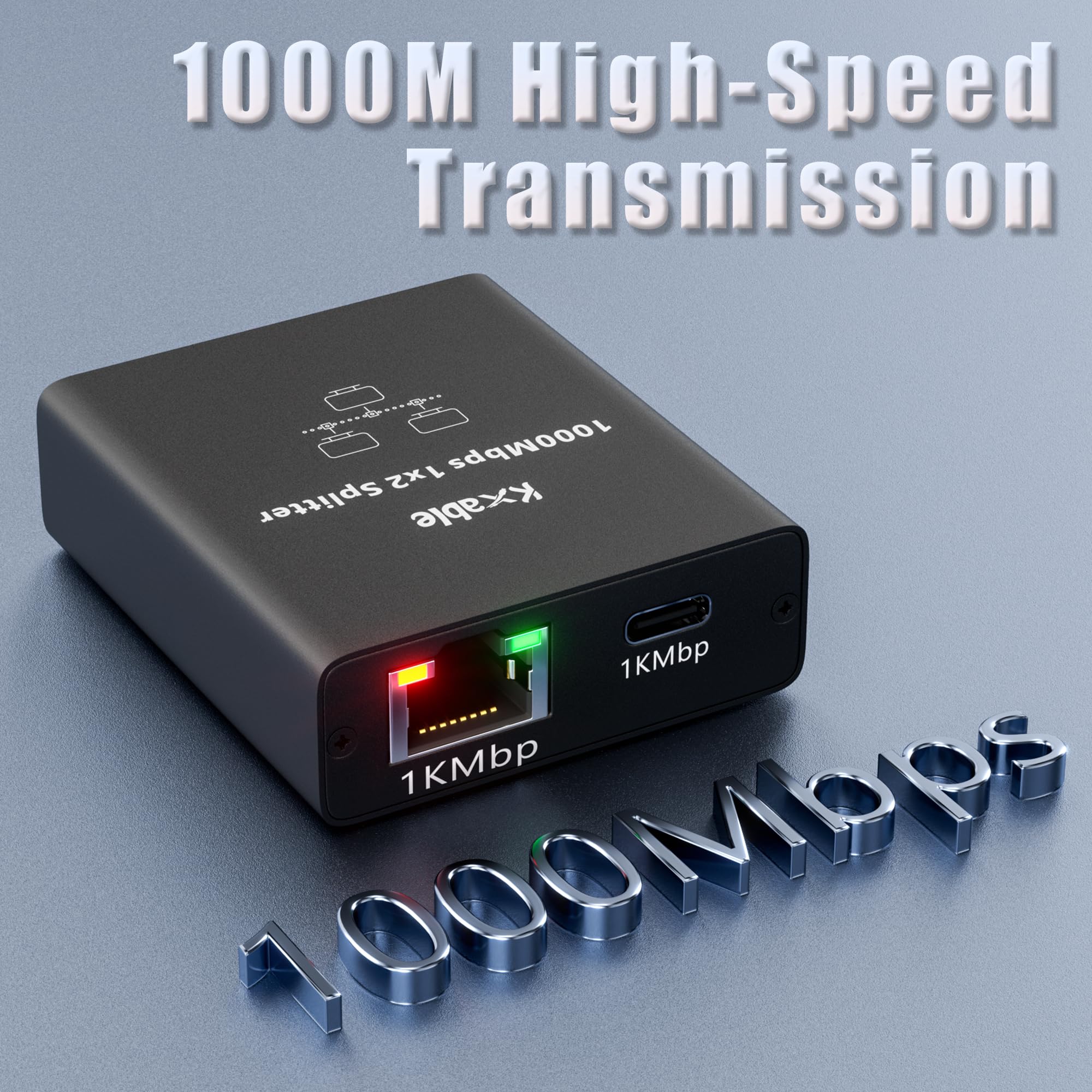 Ethernet Splitter 1 To 2 Out (Rj45+Usb C), Upgrade Design Rj45 Splitter With Usb Power Cable, Gigabit Lan Internet Adapter, High