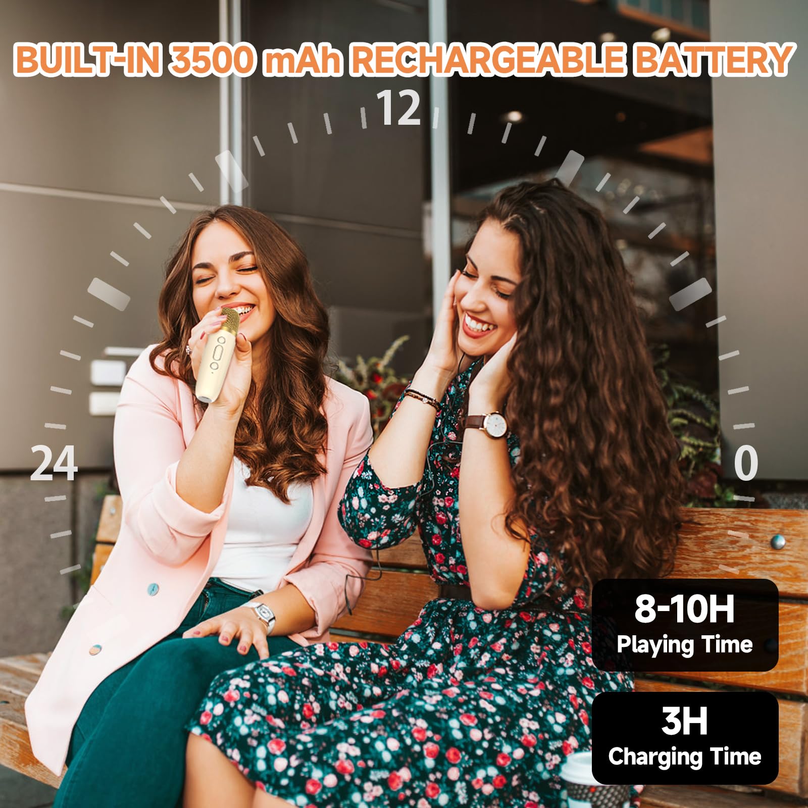 Karaoke Machine With 2 Wireless Mircophones For Adults Kids, Portable Bluetooth Karaoke Speaker With 3.5'' Full Range Speaker An