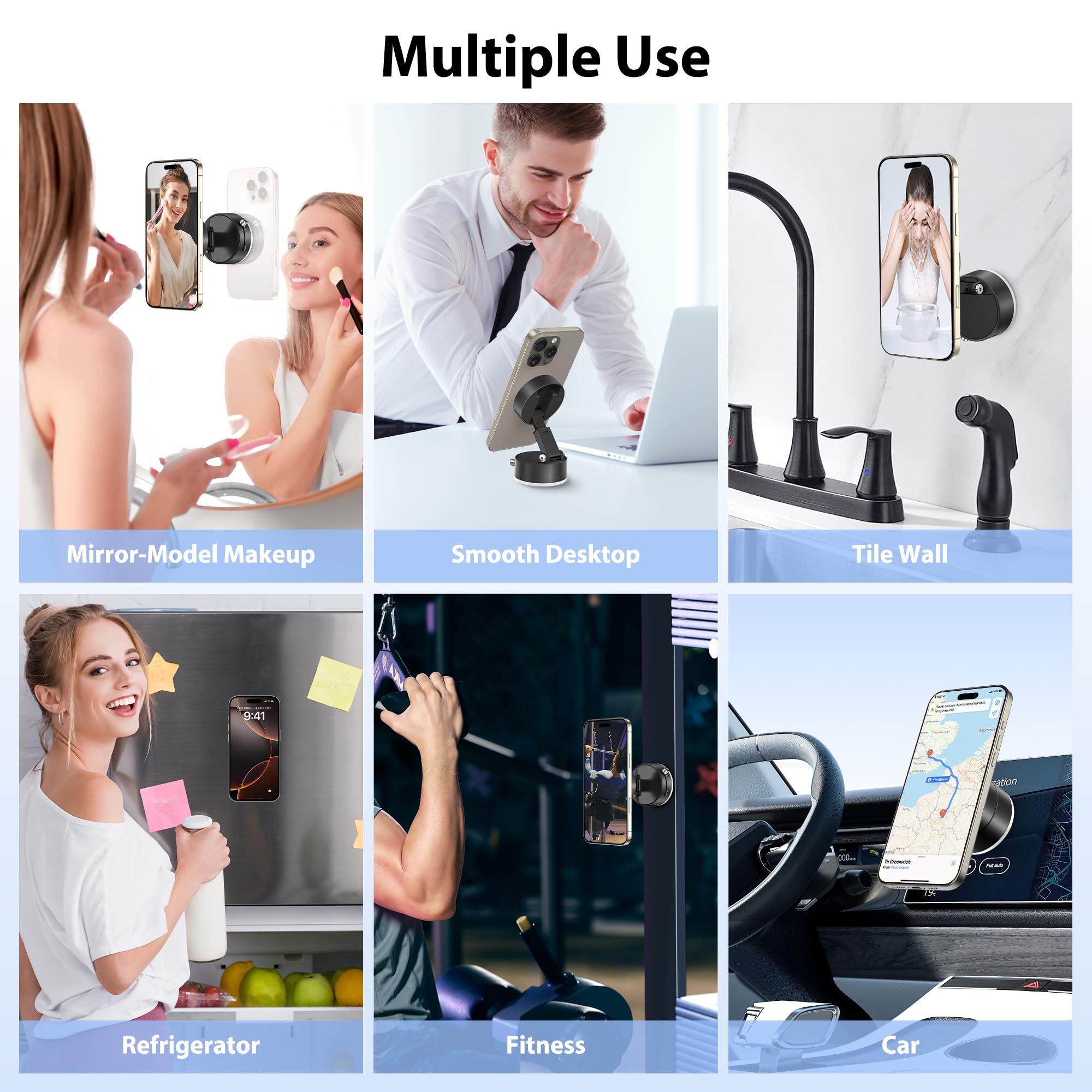 Creadream Vacuum Magnetic Suction Car Phone Holder, 2025 Upgraded Foldable Suction Cup Phone Mount Stand With 360 Rotation, Car