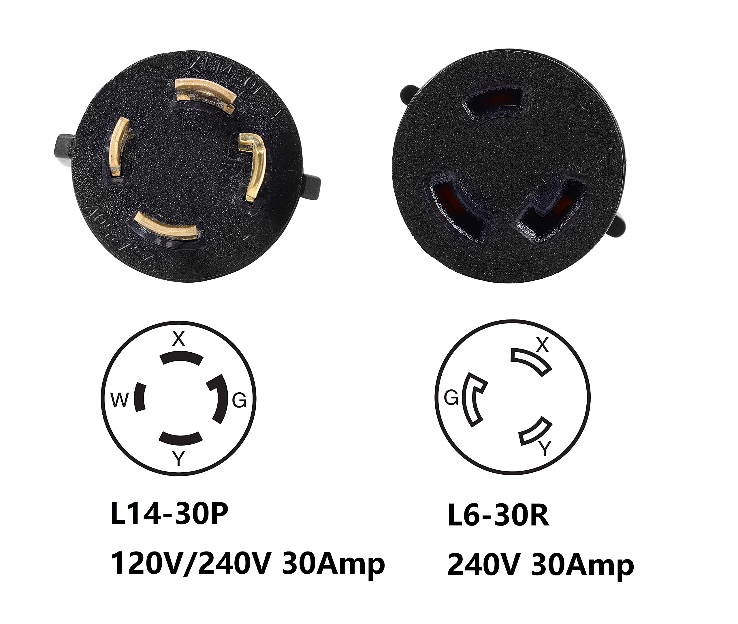 Onetak Nema L14 30P To L6 30R 240V 30 Amp Twist Lock 4 Prong Male Plug To Twist Lock 3 Prong Female Outlet Receptacle Generator