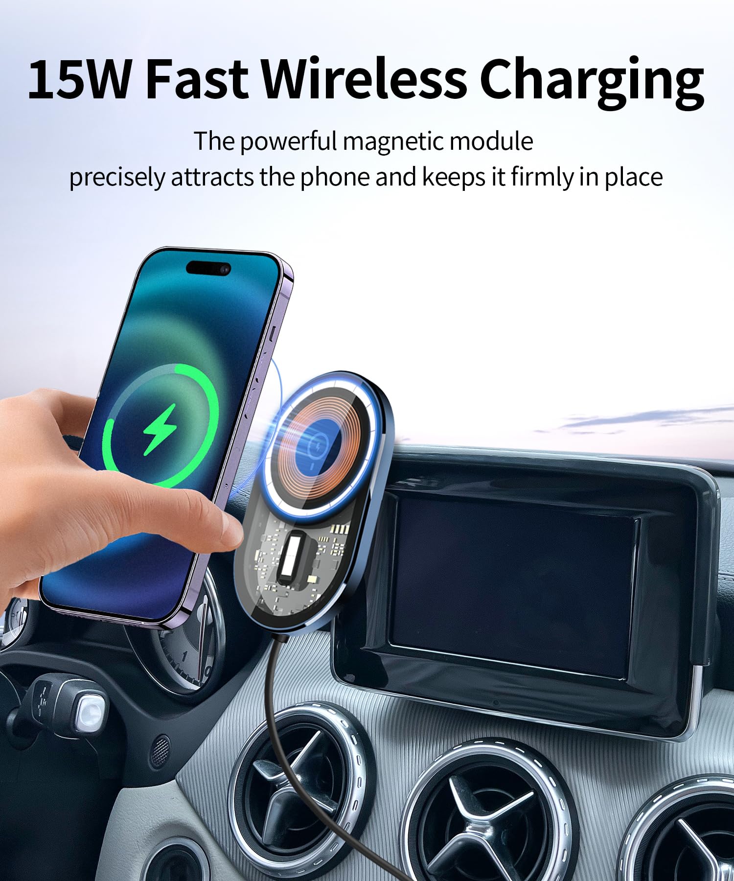 Masergogo Wireless Charging Car Phone Holder For Mercedes Benz Gla-Class 2015/Cla-Class 2015 Accessories 5.8 Inch Screen Fixed C