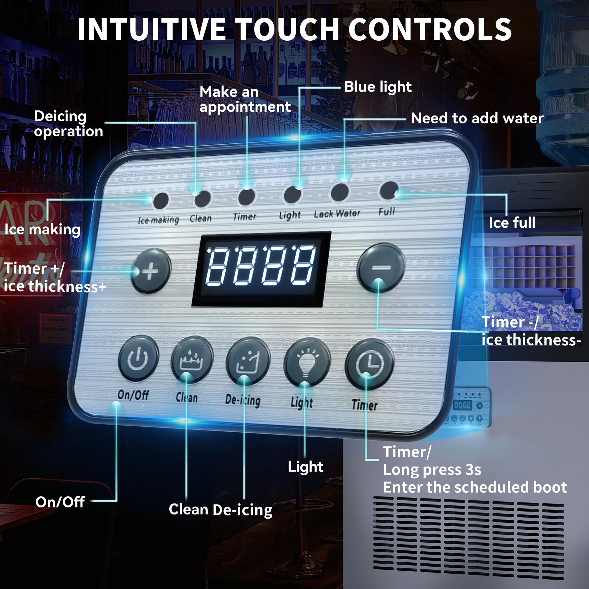 Yitahome 120Lbs Commercial Ice Maker Machine Etl & Doe Certificated, Under Counter Ice Machine Commercial, Big Ice Makers Freest