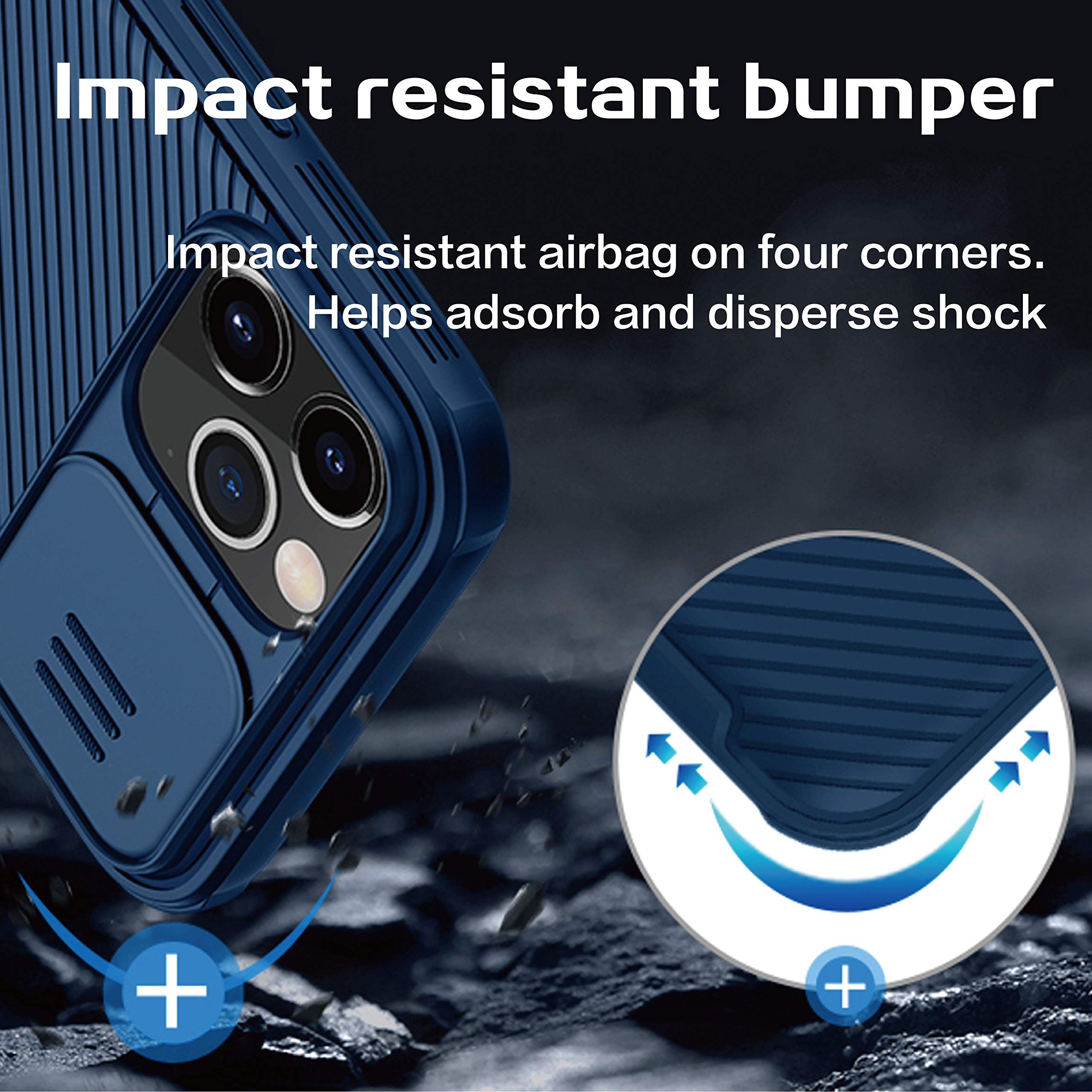 Imluckies Compatible With Iphone 12 Pro / 12 Case With Camera Cover, Hard Pc Back & Soft Bumper, Protective & Slim Fit, Camera P