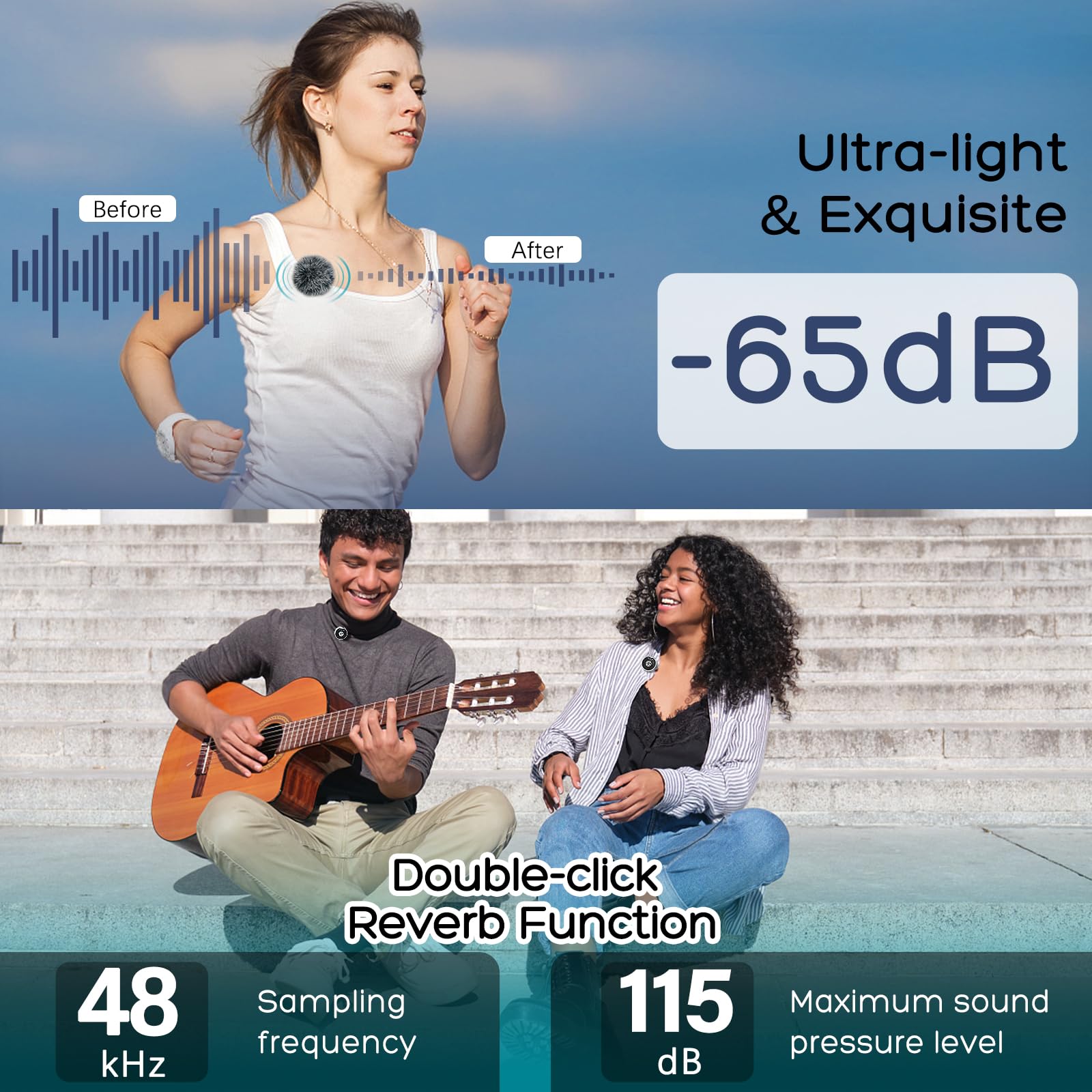 Gamiity Wireless Lavalier Microphone For Iphone 15 & Android, Usb C Mini Lapel Microphone Wireless, Noise Cancellation, Plug And