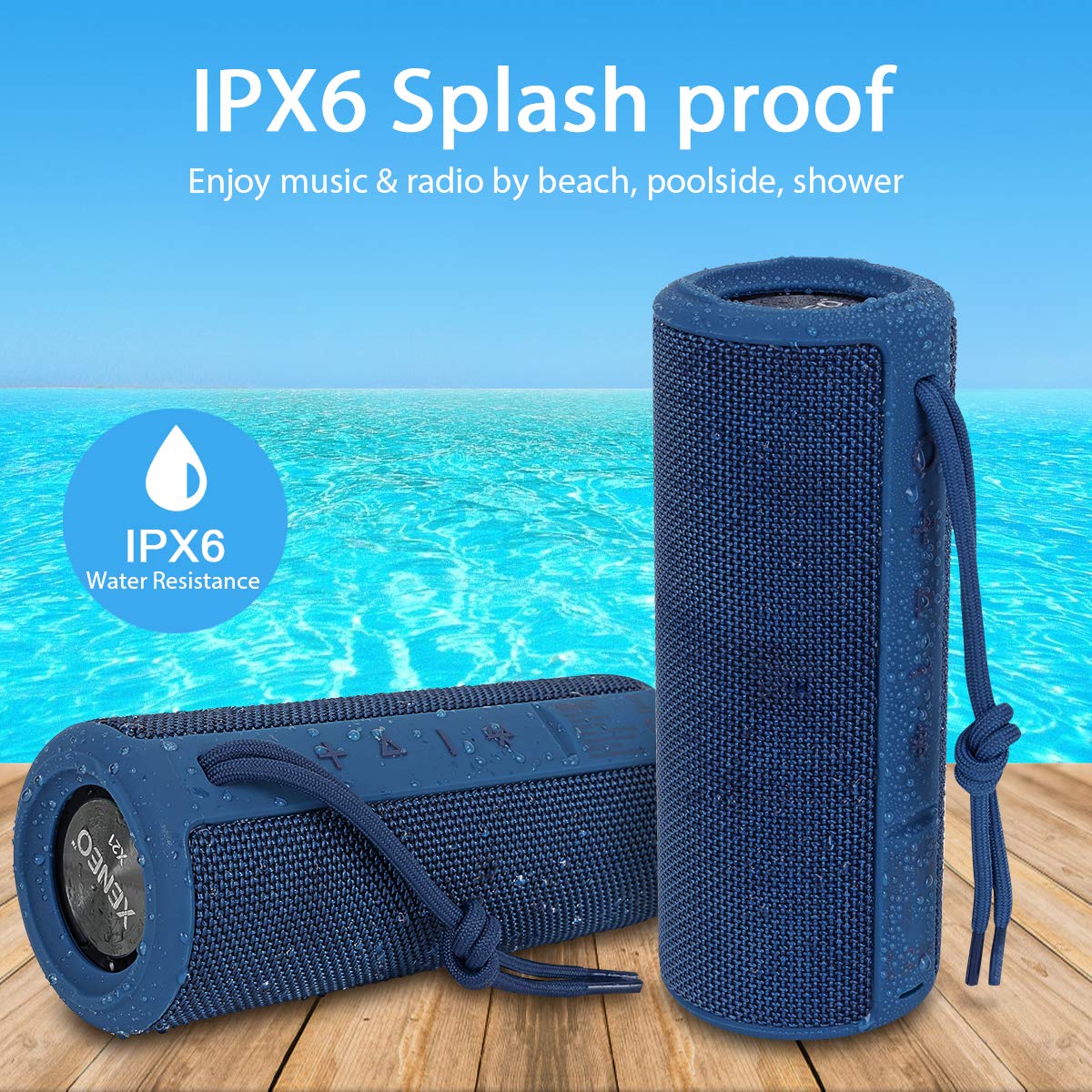 Xeneo X21 Dual Portable Bluetooth Wireless Speakers Waterproof For Booming Stereo With Fm Radio, Micro Sd Card, Ipx6, 30W For Ou