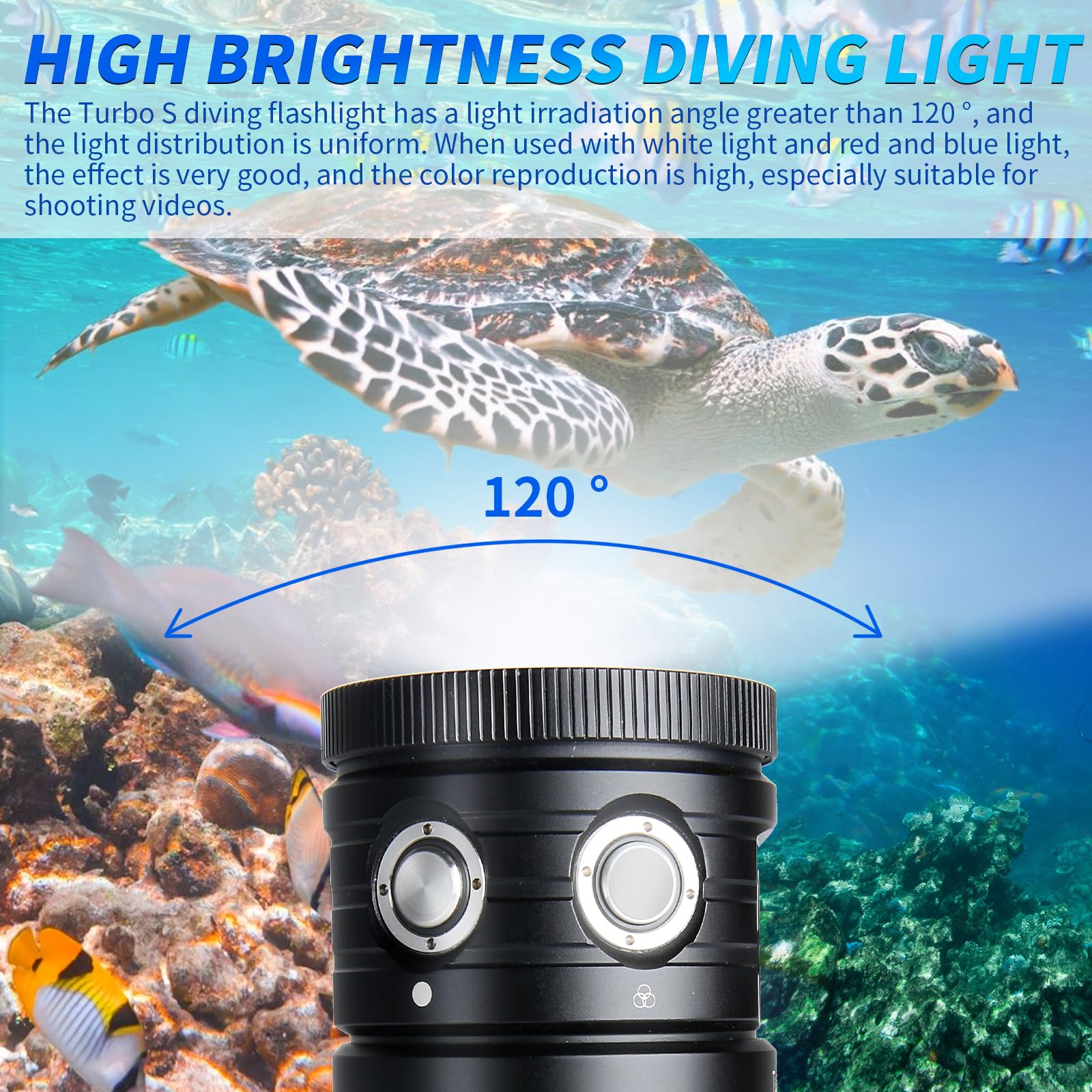 Dive Light,Letonpower Ts S 10000Lumens 100M Underwater Video Light,Diving Flashlight,Waterproof Flashlight With Type C Charging