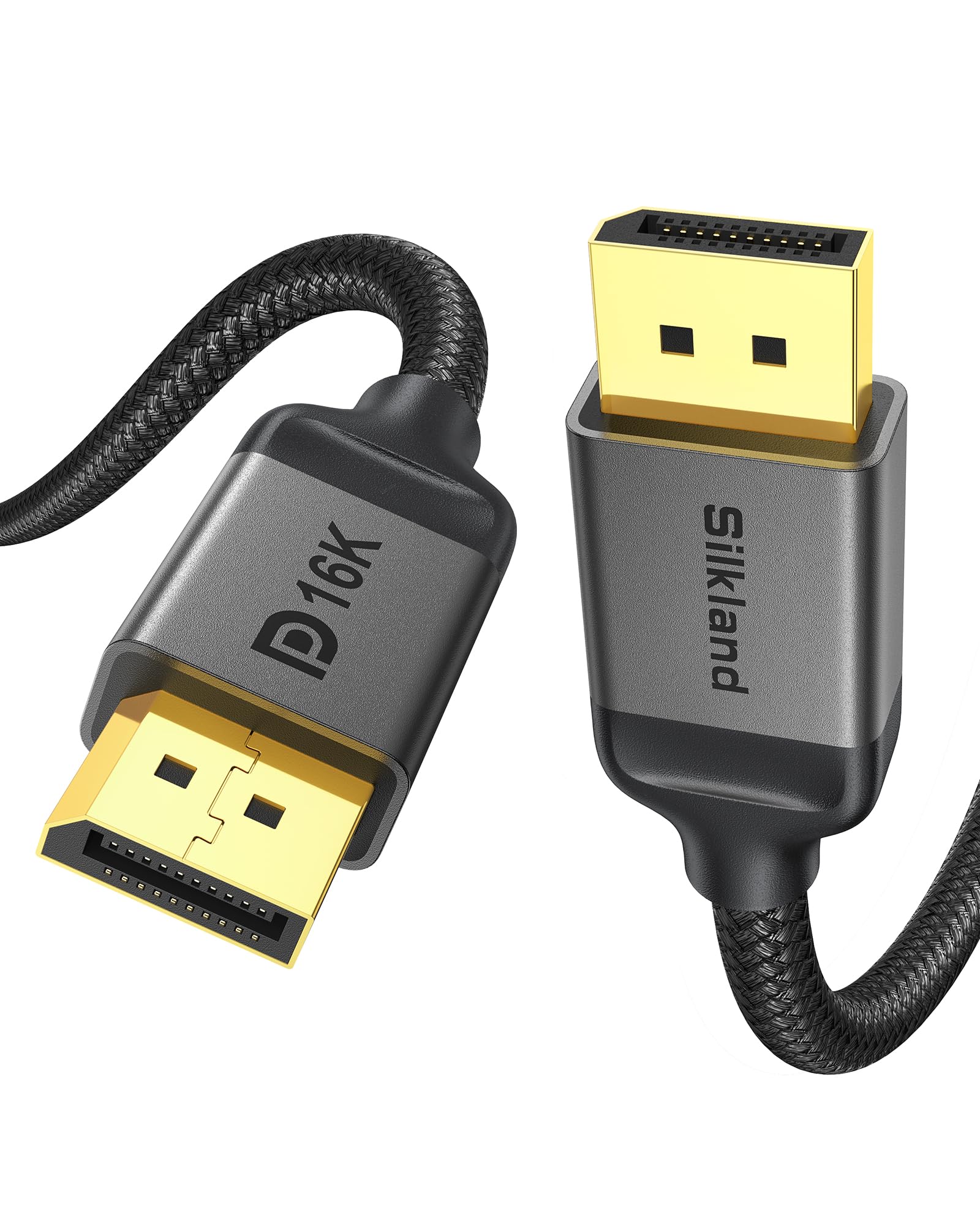 Silkland Displayport 2.1 Cable 15Ft, Dp 2.1 Cable [16K@60Hz, 10K@60Hz, 8K@120Hz, 4K@240Hz 165Hz 144Hz] 40Gbps Hdr, Hdcp Dsc 1.2A