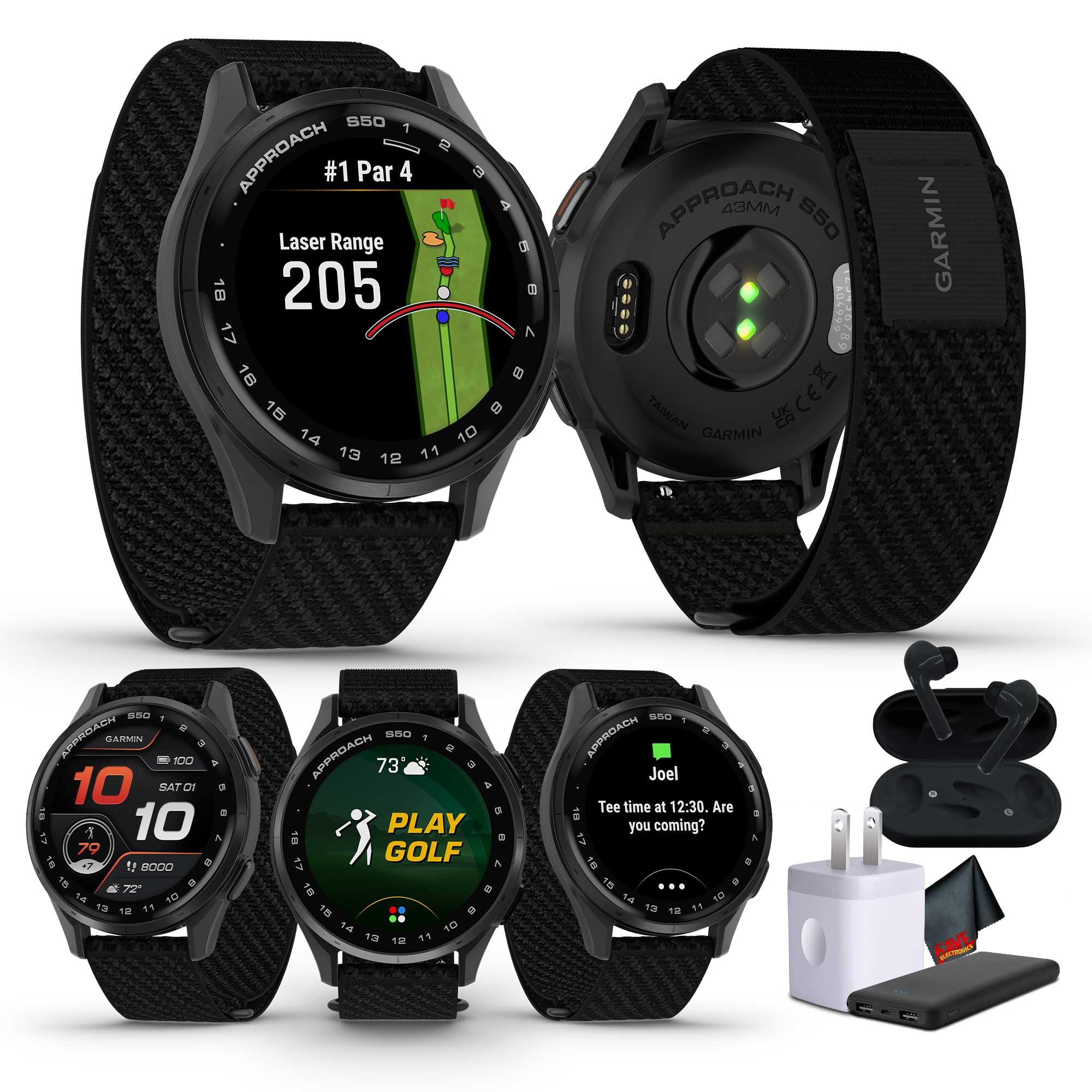 Garmin Approach S50 Advanced Golf Watch with GPS, AMOLED Display, Sports and Fitness Smartwatch, Slate Aluminum Bezel with Black