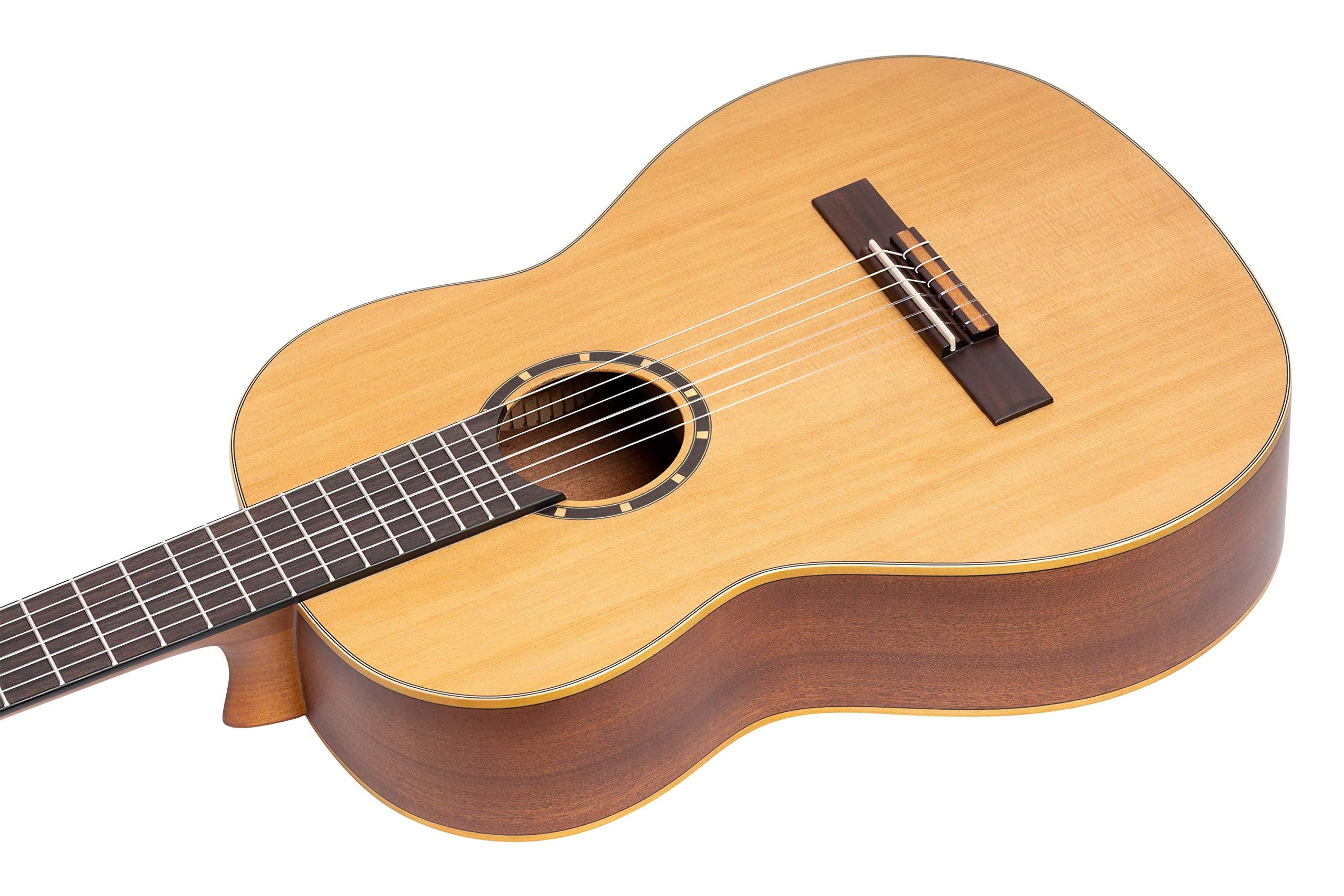 Ortega Guitars 6 String Family Series Full Size Left-Handed Nylon Classical Guitar W/Bag, Cedar Top-Natural-Satin, (R122L)