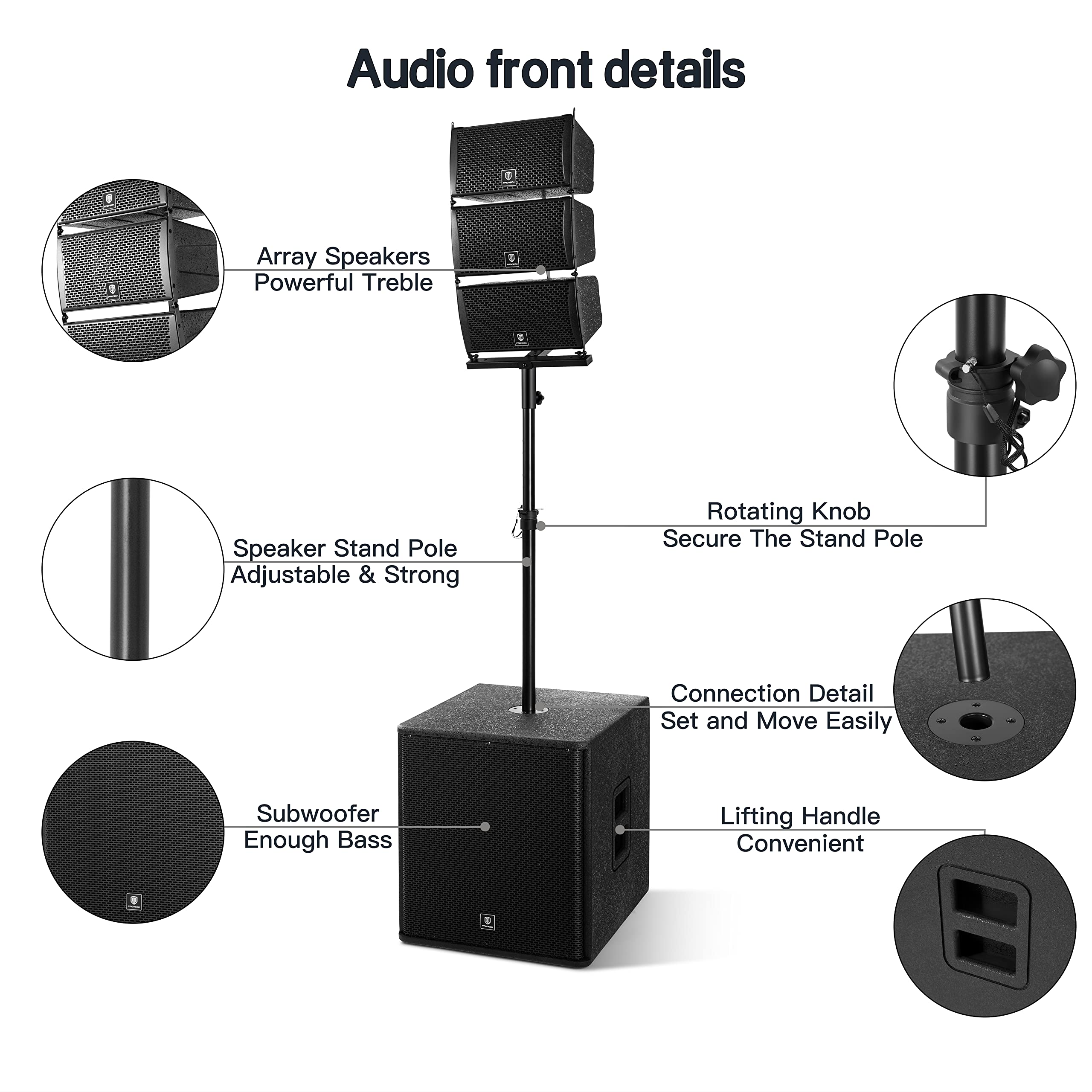 Proreck Club 8000 18 Inch 8000W P.M.P.O Stereo Dj/Powered Pa Speaker System Combo Set 6 Line Array Speakers And Two 18 Inch Subwoofers With Bluetooth/Usb Drive Read/Sd Card/Remote Control