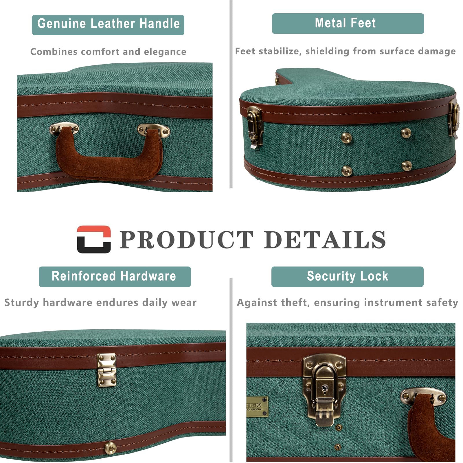 Crossrock Master Series Openback Banjo Case | Malachite Blue Tweed Exterior, Re-Engineered Wooden Shell, Leather Handle & Gold V