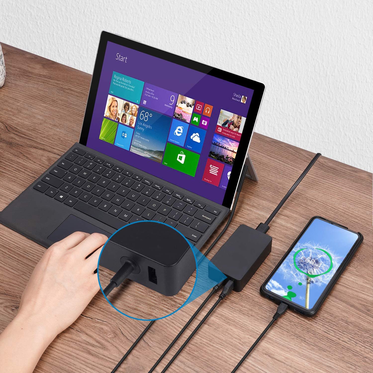 DHMXDC 65W Surface Pro Charger - Compatible with Surface Pro 9, 8, 7+, 7, 6, 5, 4, 3, X, Laptop