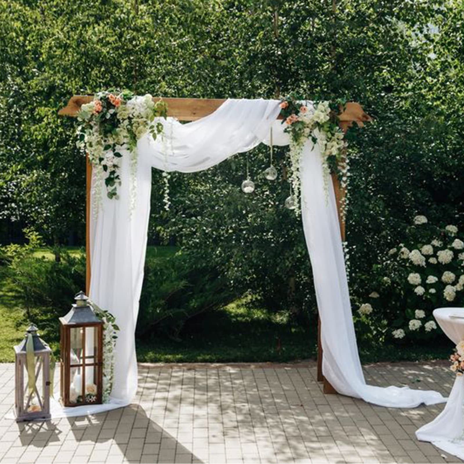 White Wedding Arch Draping Fabric, 63'' X 32Ft Wedding Arch Drapes Tulle Fabric Drapery Sheer Backdrop Curtains For Wedding Cere